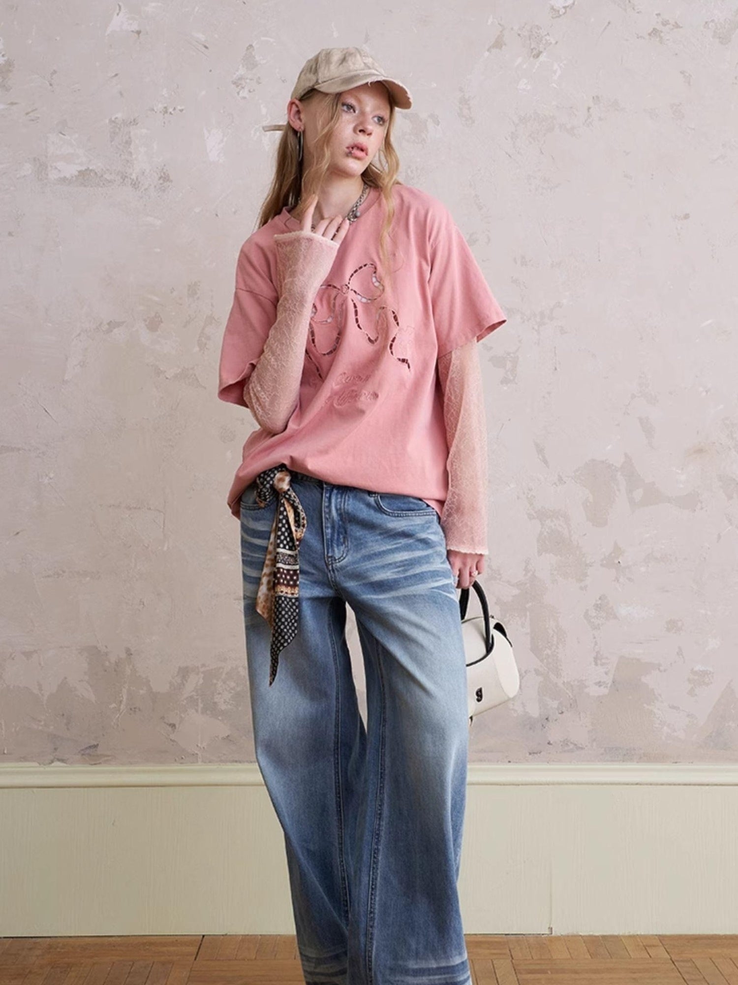 DIDDI MODA Funny Puppy Print Loose T Shirt With Layered Pants Set