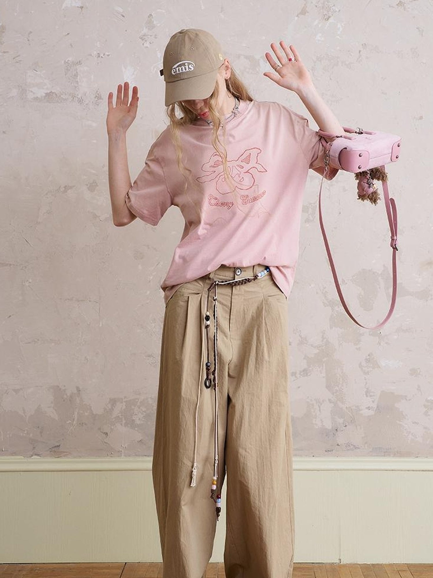 DIDDI MODA Funny Puppy Print Loose T Shirt With Layered Pants Set