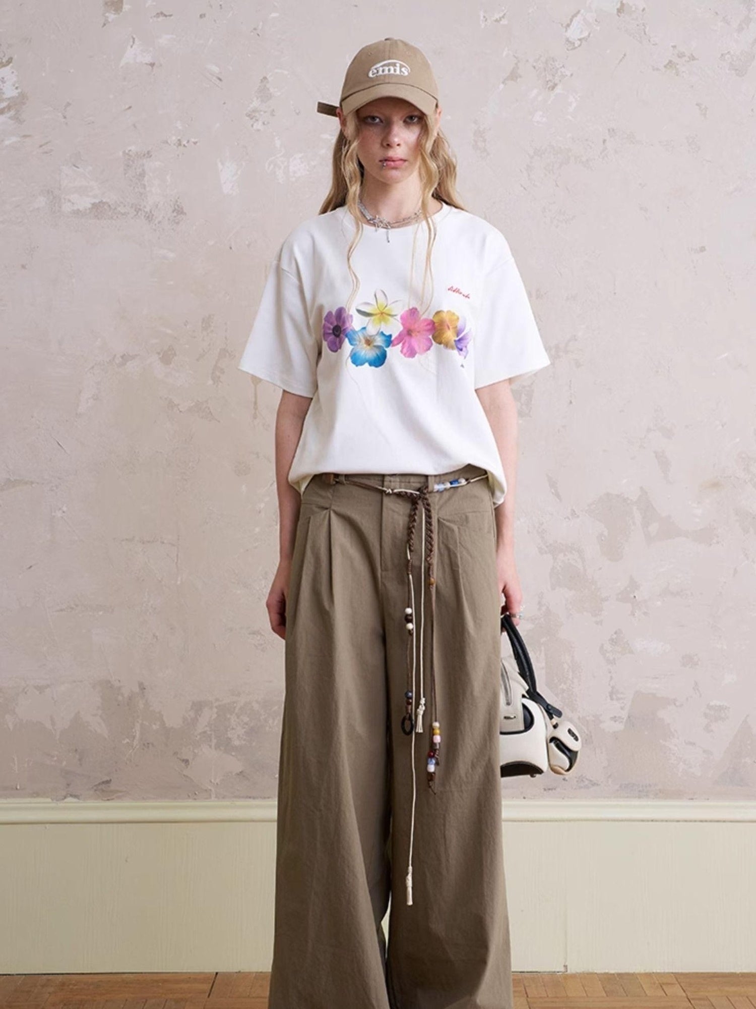 DIDDI MODA Funny Puppy Print Loose T Shirt With Layered Pants Set