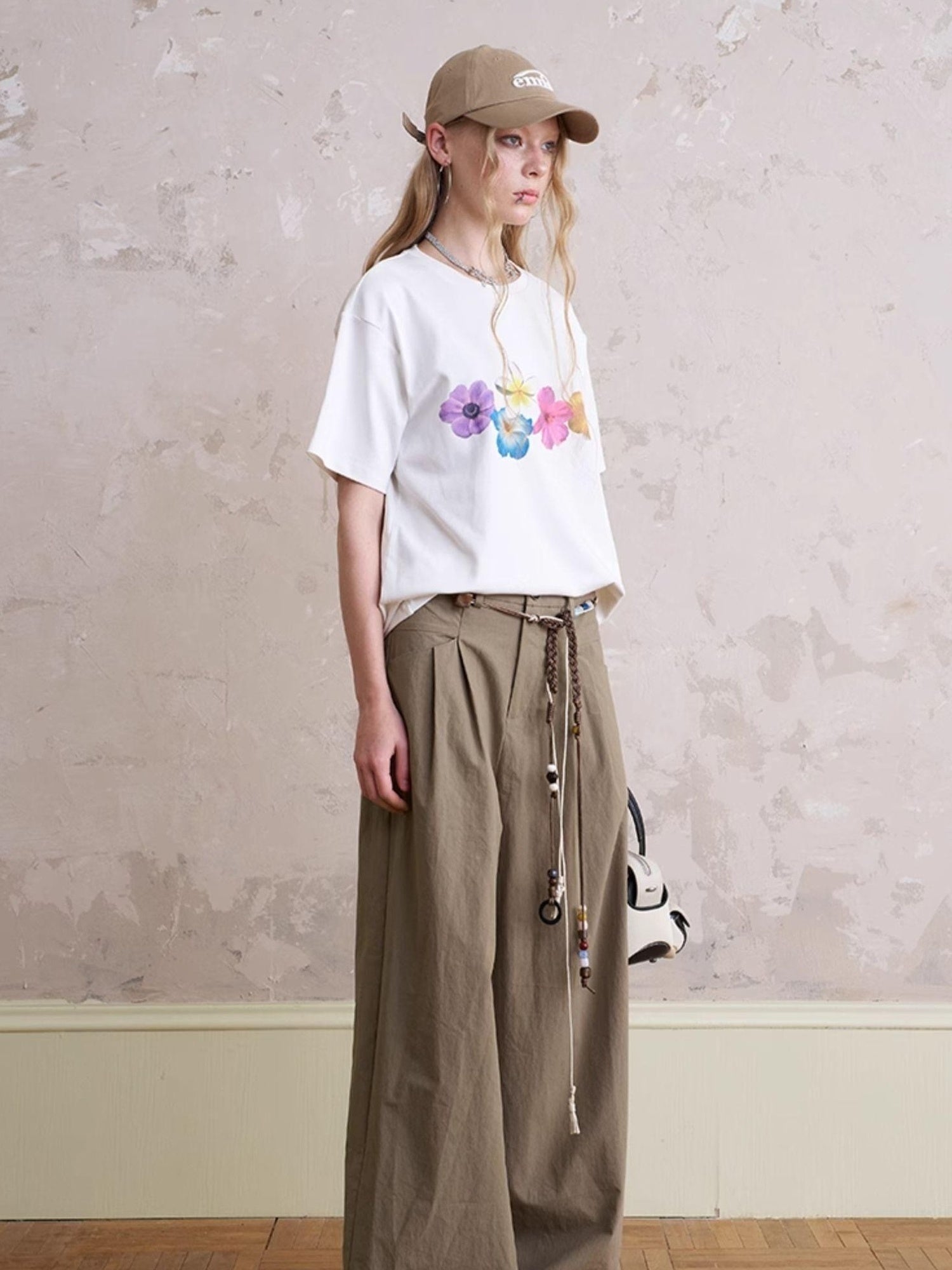 DIDDI MODA Funny Puppy Print Loose T Shirt With Layered Pants Set