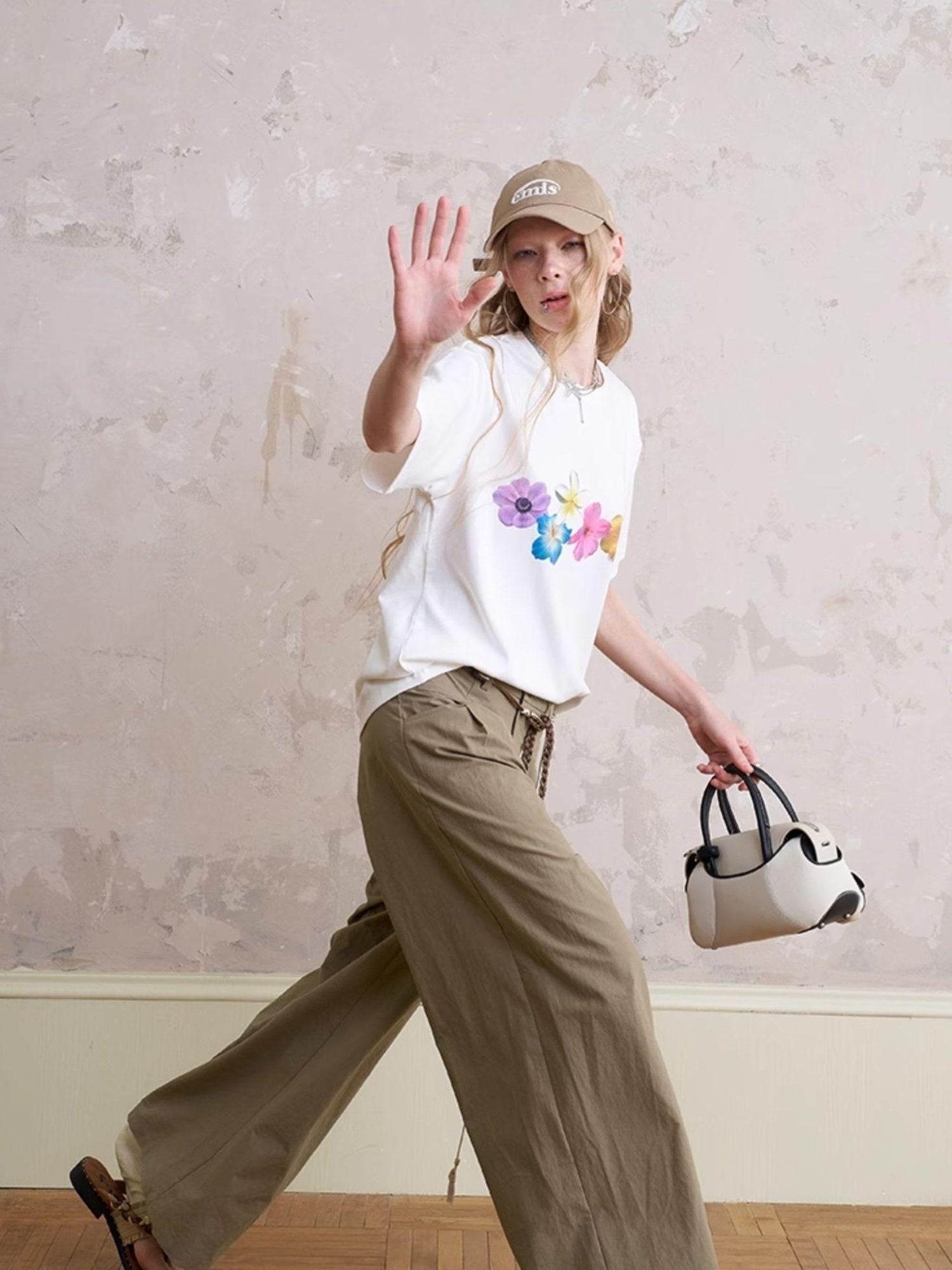 DIDDI MODA Funny Puppy Print Loose T Shirt With Layered Pants Set