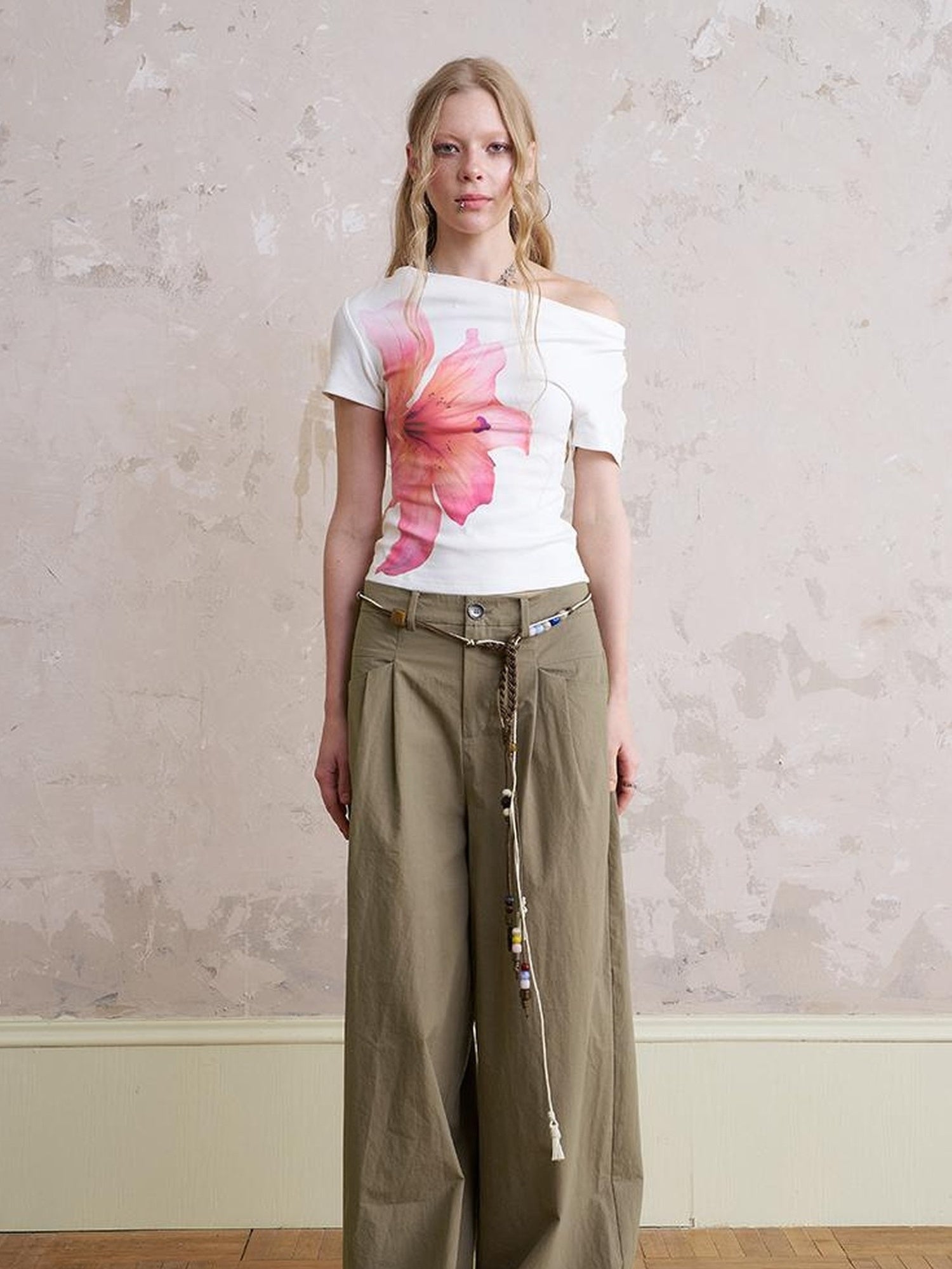 DIDDI MODA Funny Puppy Print Loose T Shirt With Layered Pants Set