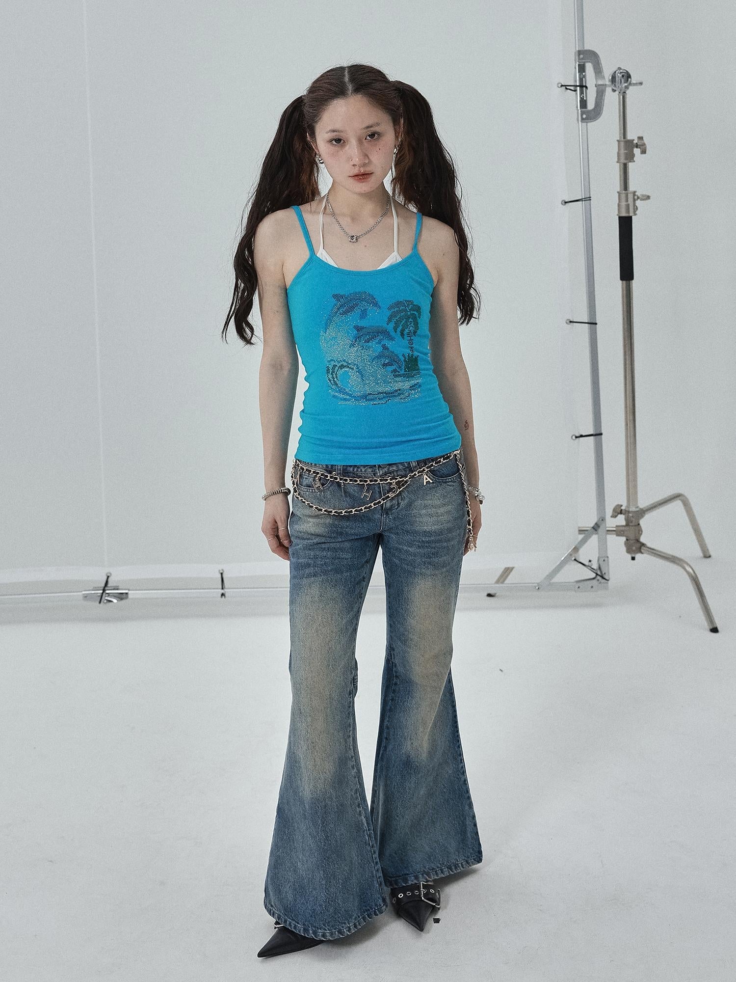 Achihara Sparkly Disco Summer Sleeveless T-Shirt & Vest