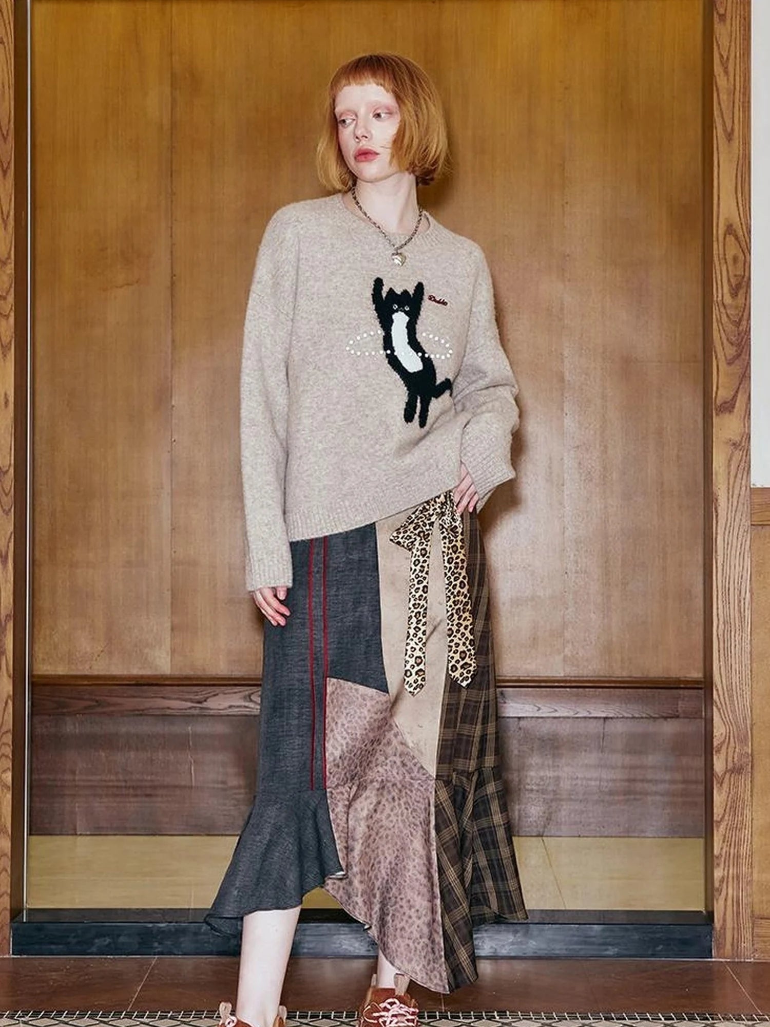 Future Kitten Holographic Beaded Knit Sweater