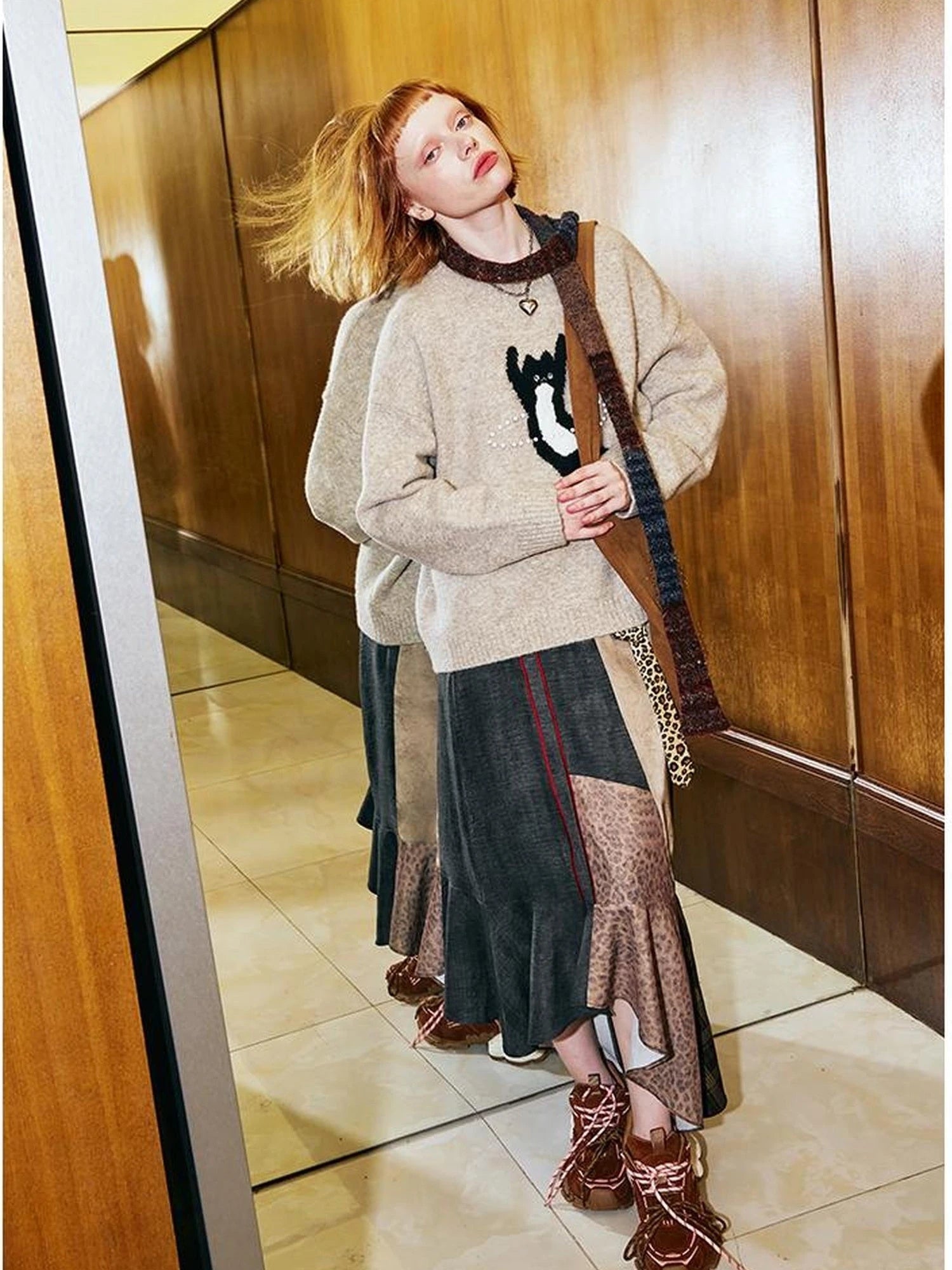 Future Kitten Holographic Beaded Knit Sweater