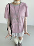 Galaxy Print Stripe Color Block Loose Casual T-Shirt