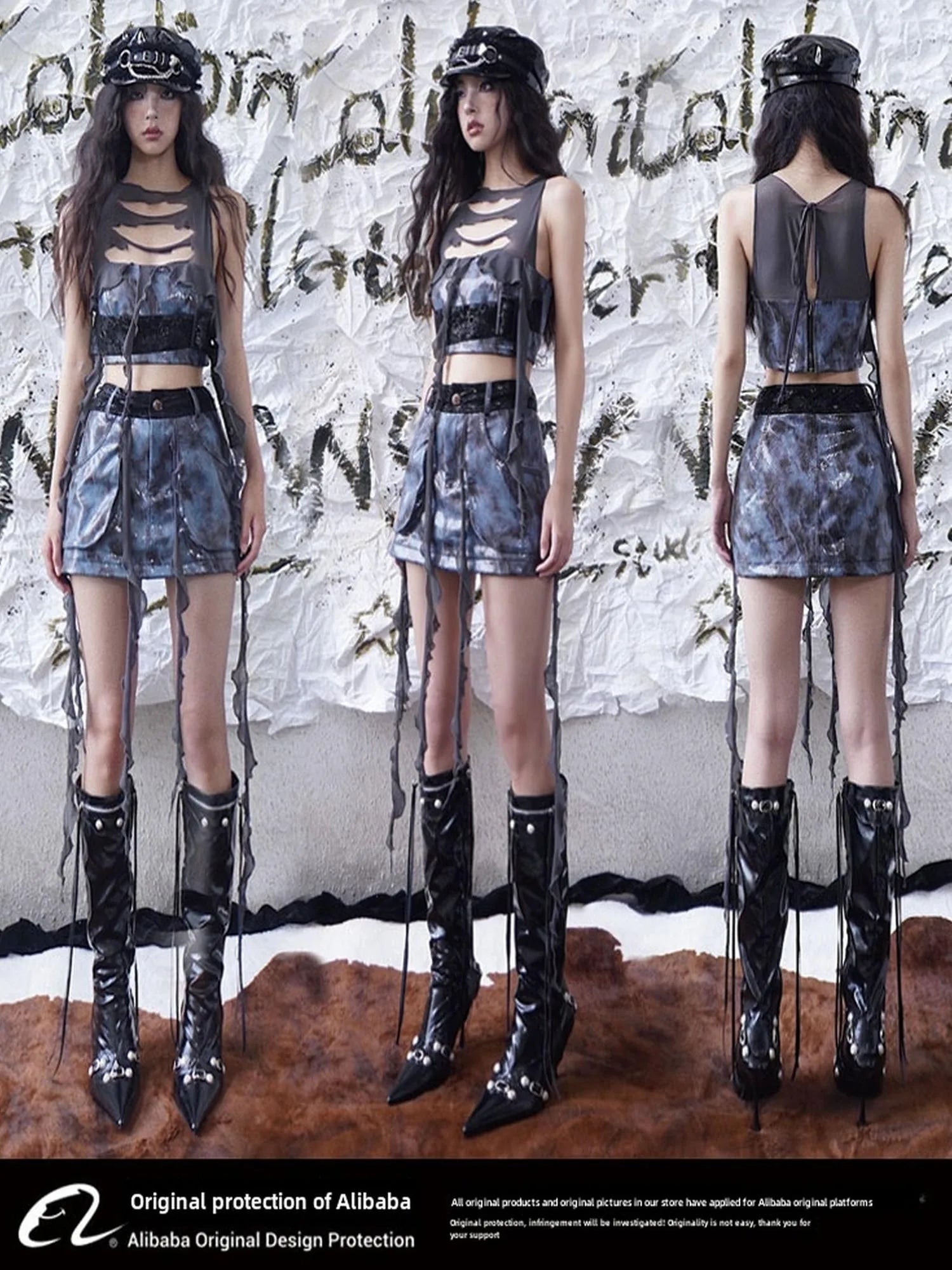 Glamorous Fringe Snake Print Leather Skirt
