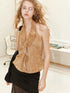 Loose Sleeveless Backless Halter Bikini Top With Ruffle Hem