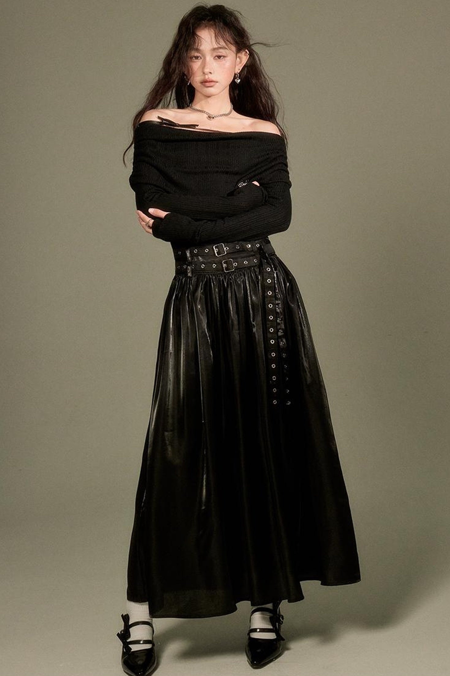 DIDDI MODA Glowing Shoulder Knitted Maxi Dress