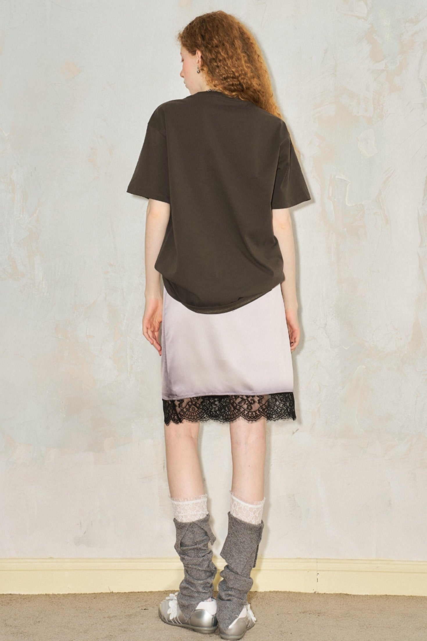 DIDDI MODA Gothic Glove Print Lace Satin Straight Mini Skirt