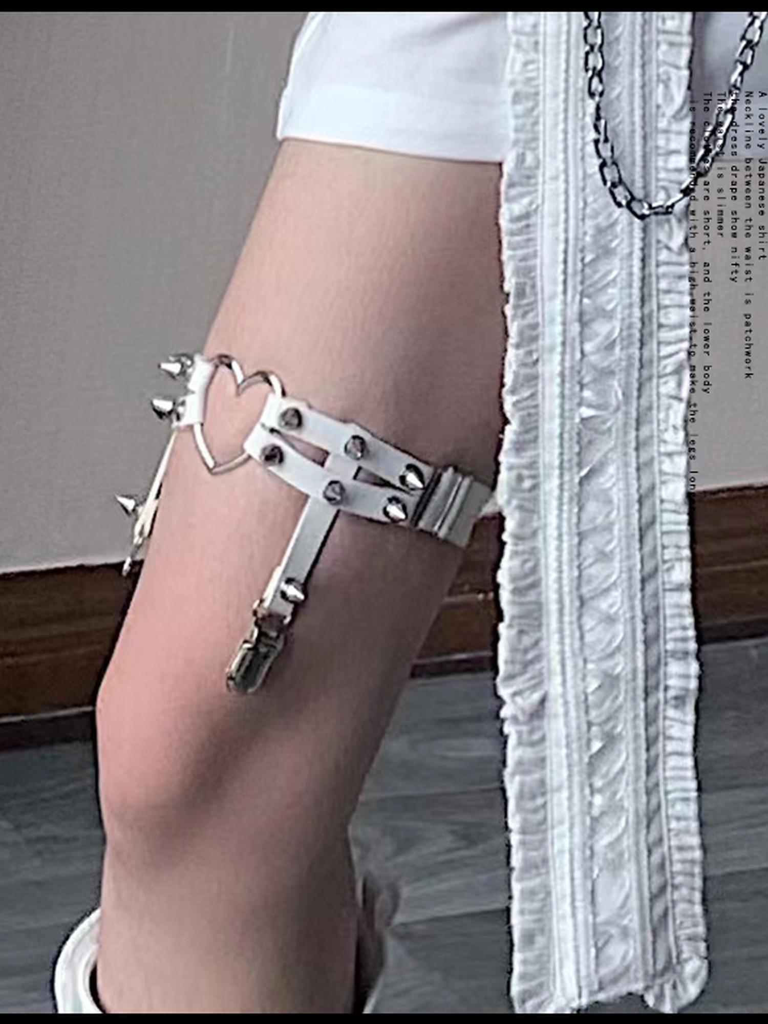 WSW WUSHENWU Gothic Punk Sock Garter Dark Studded Legwear