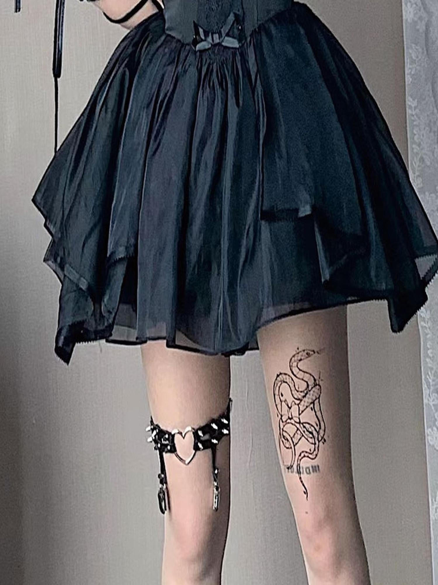 WSW WUSHENWU Gothic Punk Sock Garter Dark Studded Legwear
