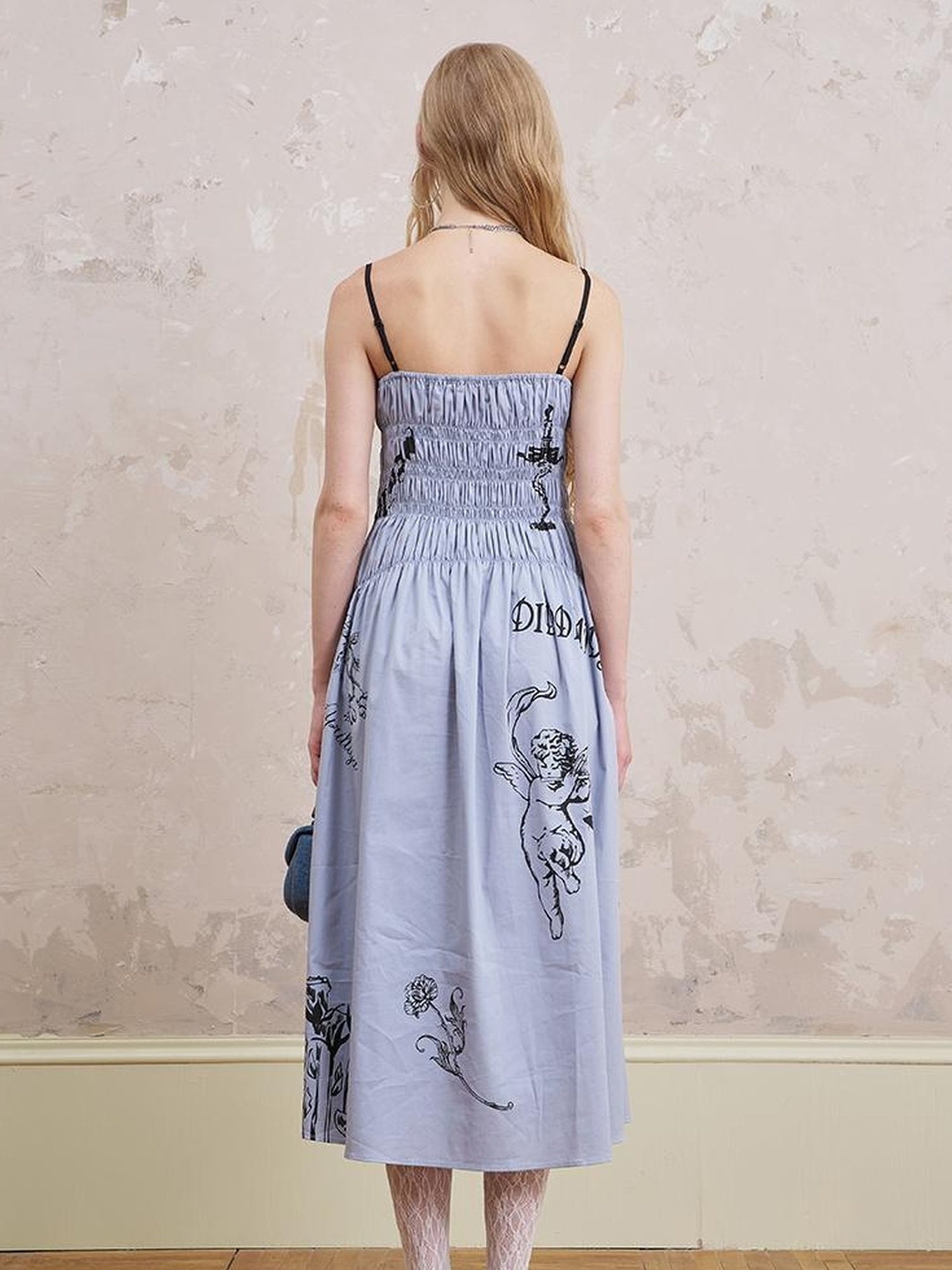 DIDDI MODA Gothic Smocked Floral Sundress