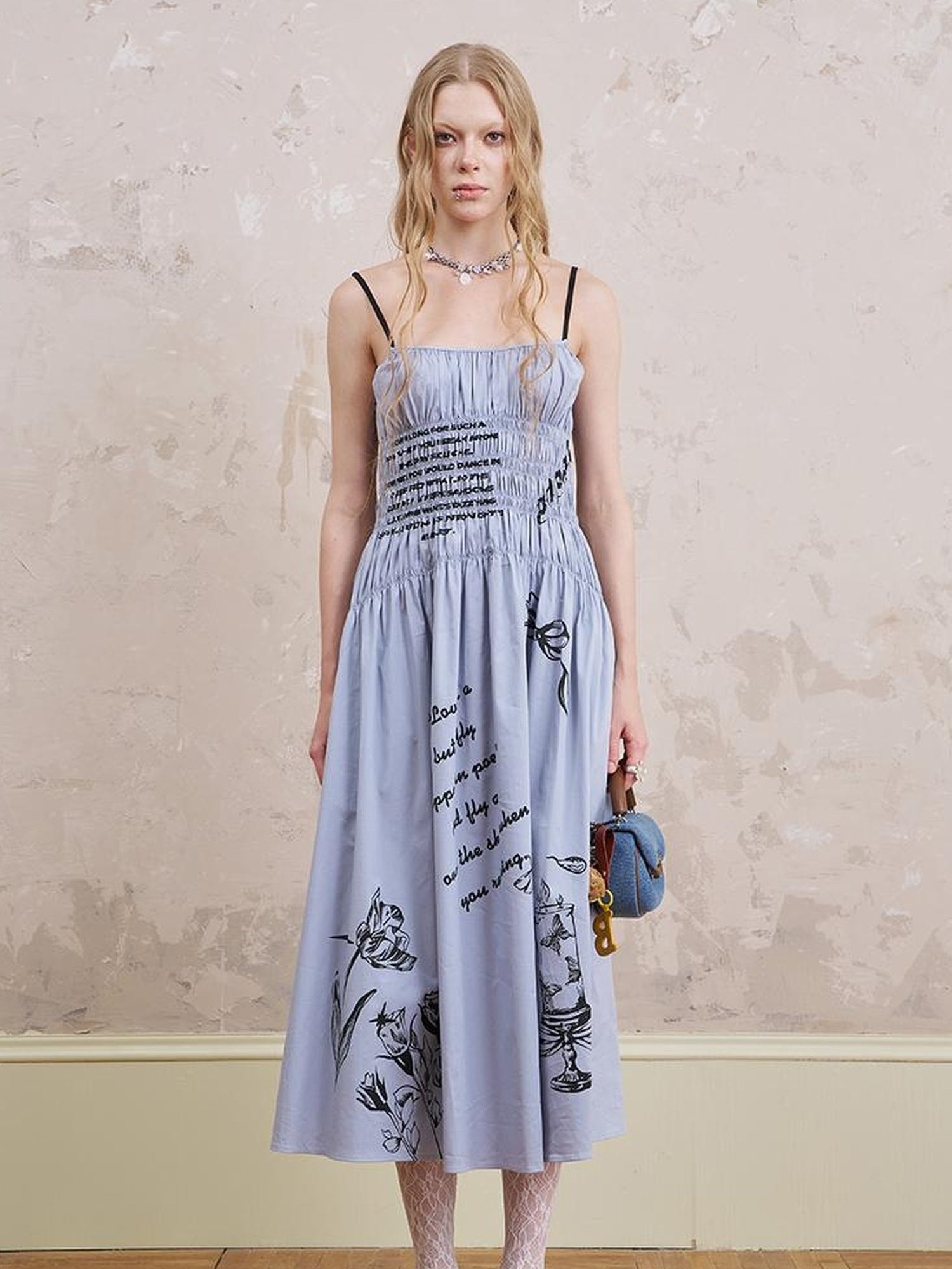 DIDDI MODA Gothic Smocked Floral Sundress