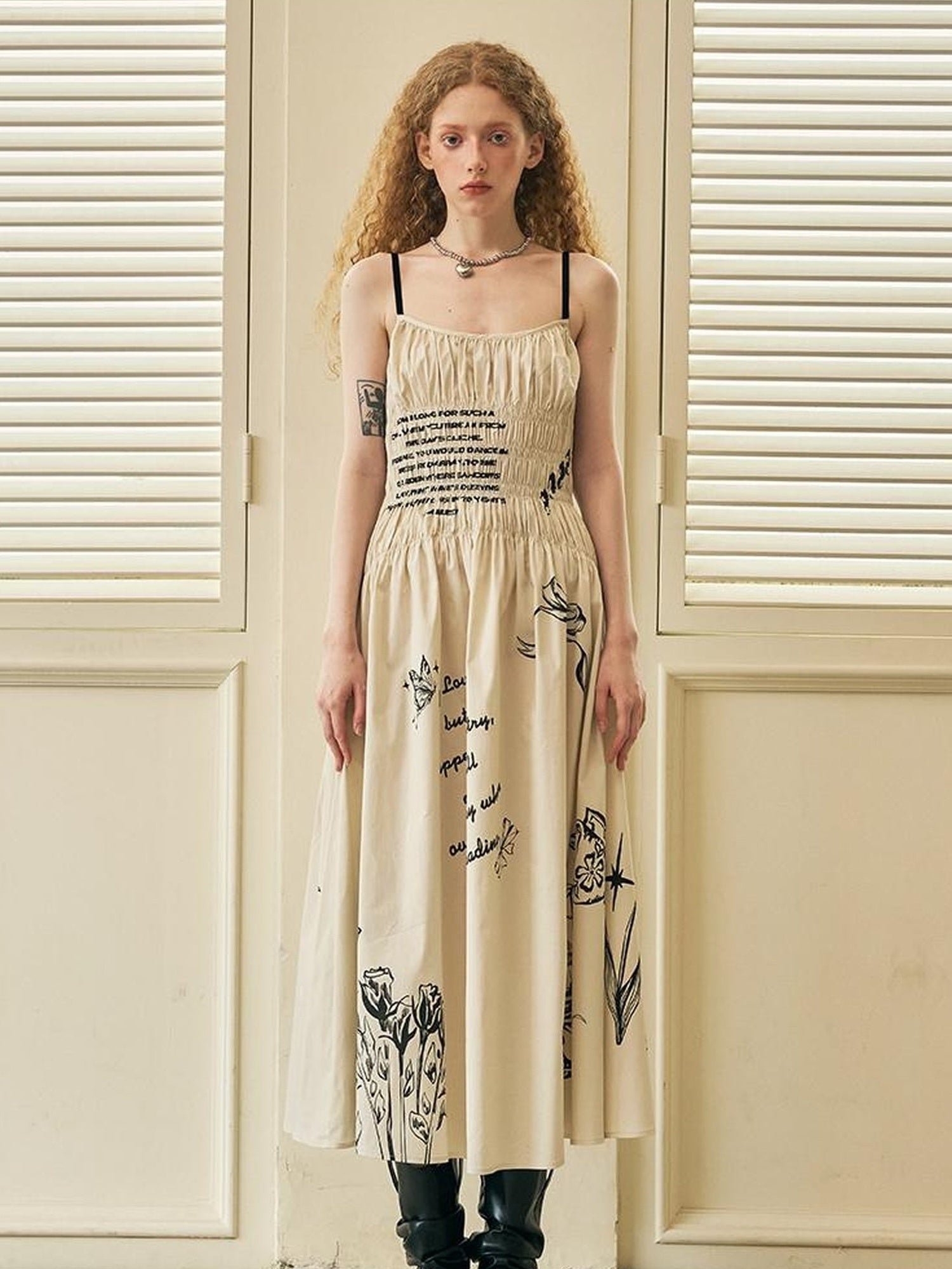 DIDDI MODA Gothic Smocked Floral Sundress