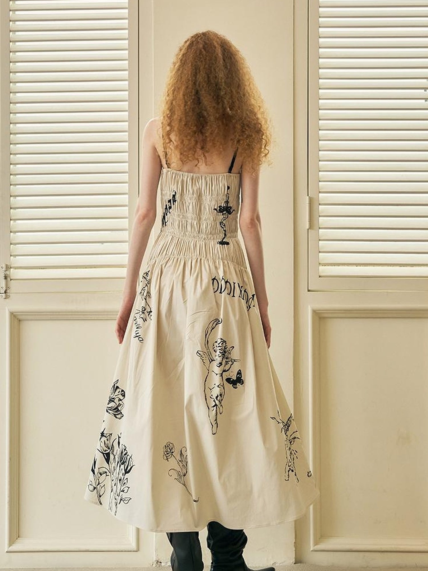 DIDDI MODA Gothic Smocked Floral Sundress