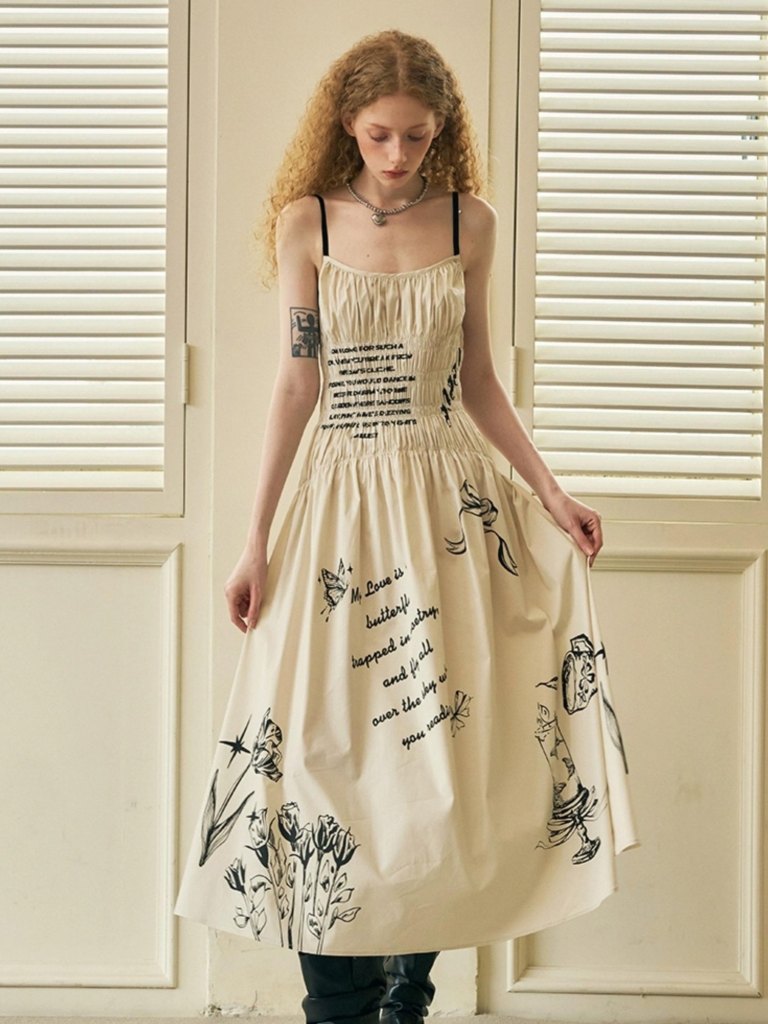 DIDDI MODA Gothic Smocked Floral Sundress