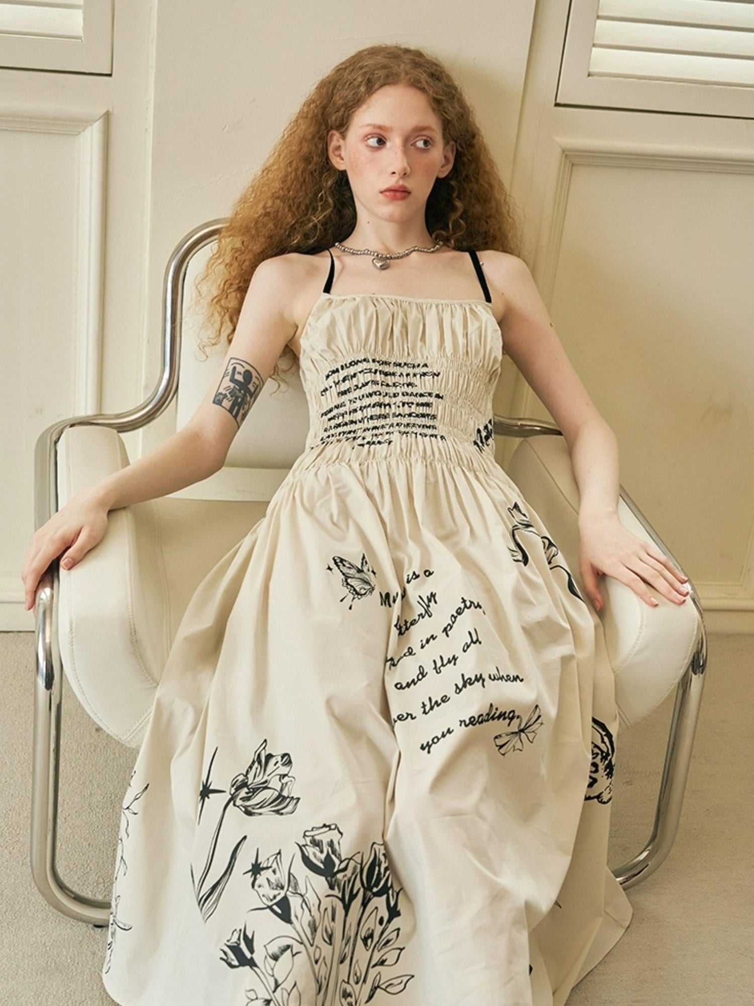 DIDDI MODA Gothic Smocked Floral Sundress