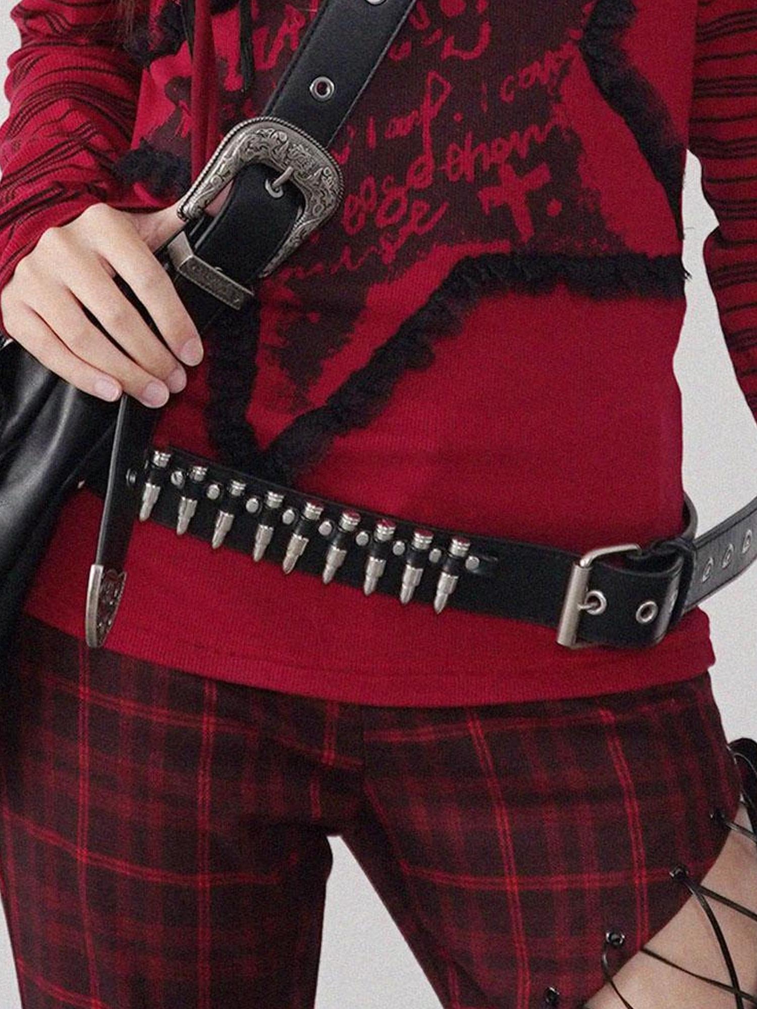 WSW WUSHENWU Gothic Street Style Bullet Belt Versatile Fashion Accessory