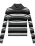 Women Striped Knit Sweater Short Sleeve Round Neck Slim Fit Top