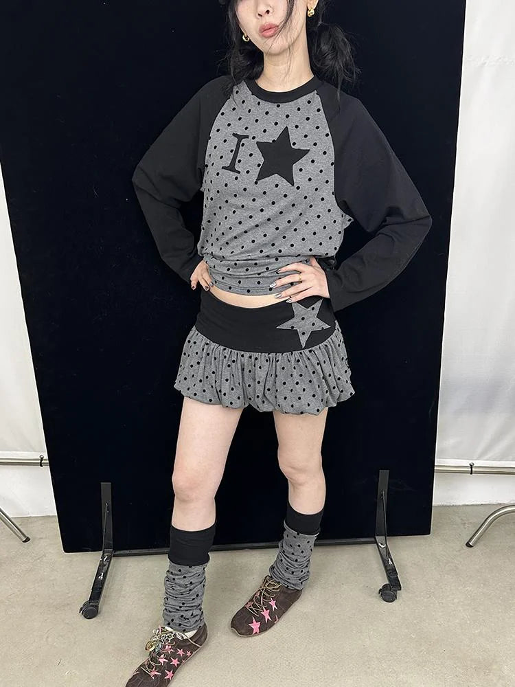 Gray Pink Knit Long Stacked Leg Warmers Socks