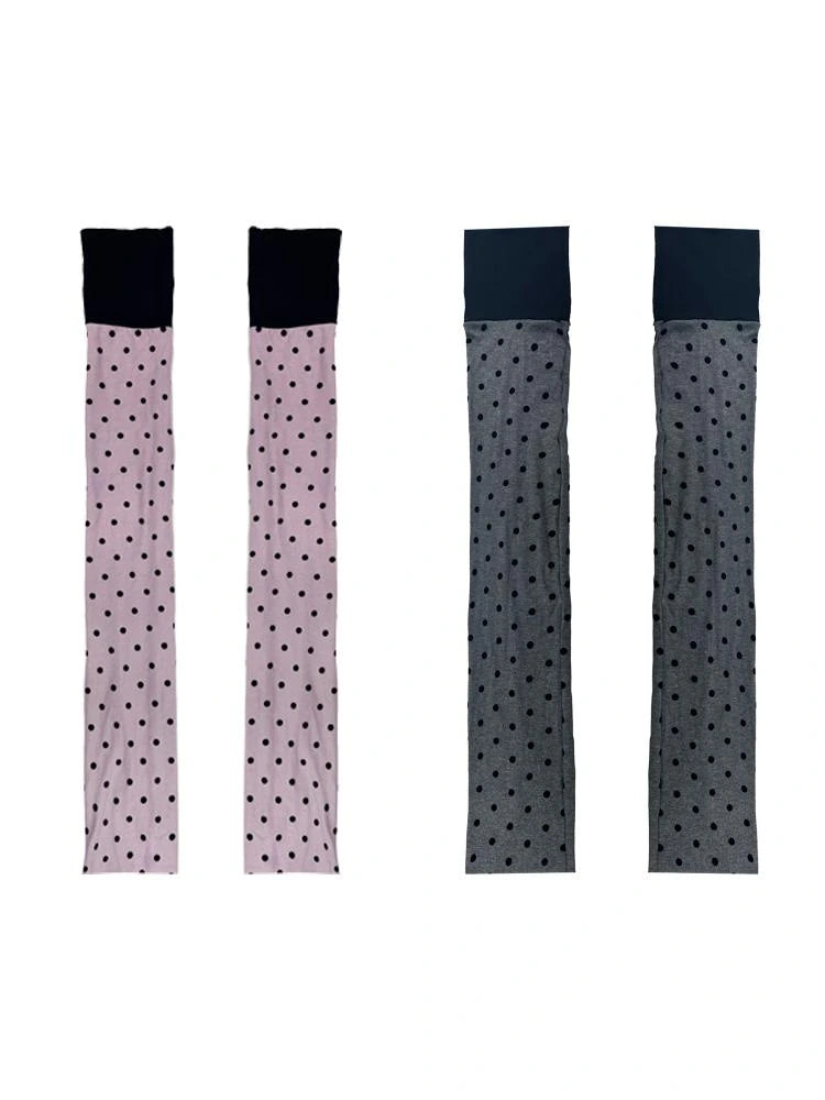 Gray Pink Knit Long Stacked Leg Warmers Socks