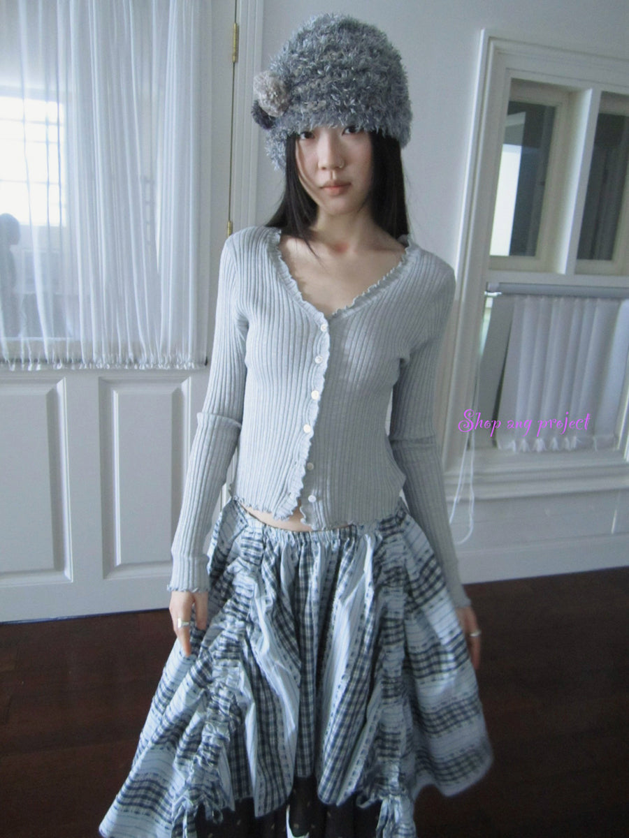 ang project Summer Lightweight Lace Trim V-Neck Knit Cardigan