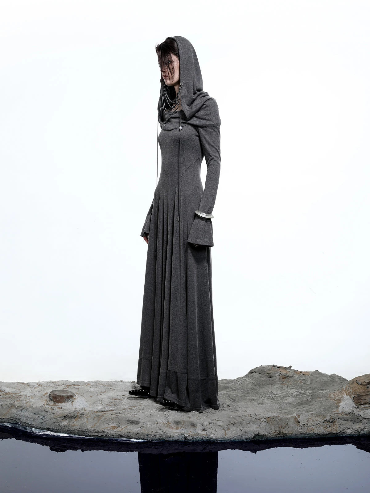 Lyocell Hooded Maxi Dress with Convertible Styles