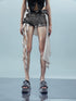 UpdateNN NORTH NODE Pieced Irregular Leopard Print Shorts With Denim Inspired Flap