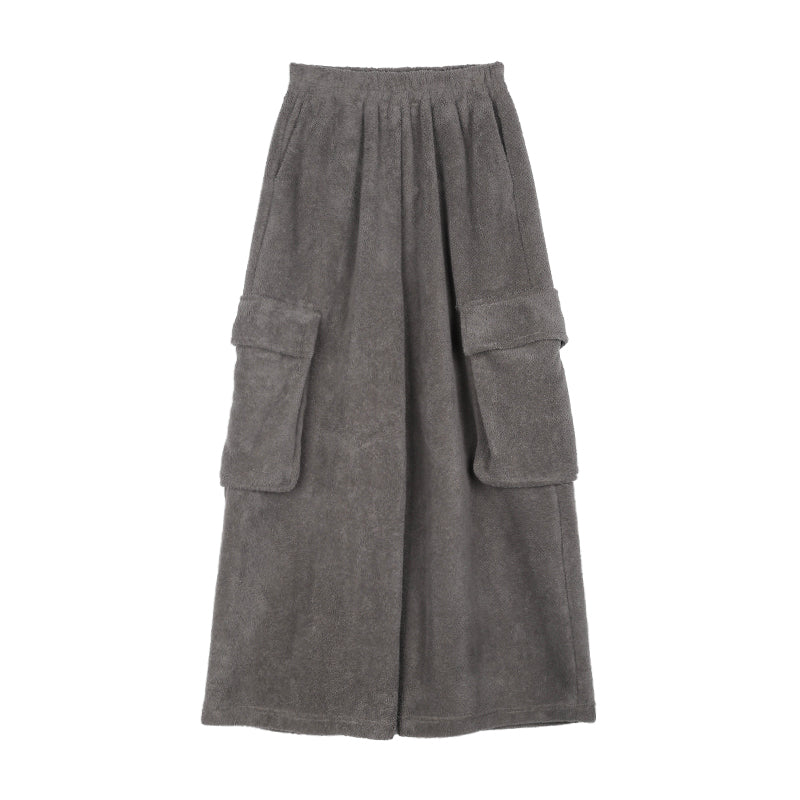 Cozy Fleece Loungewear Set With Wide Leg Pants