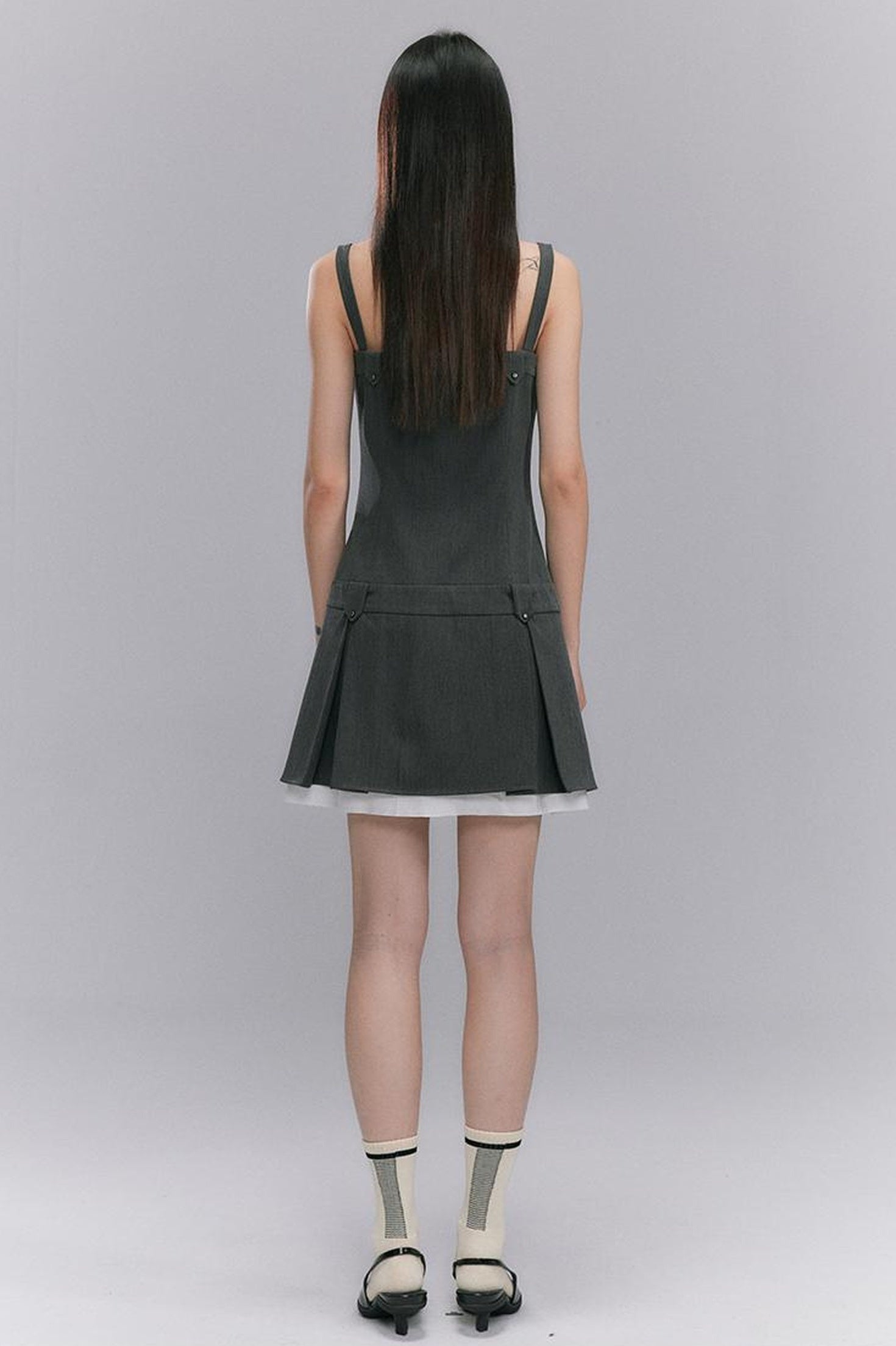 DIDDI MODA Grey College Tube Top Pleated Mini Dress