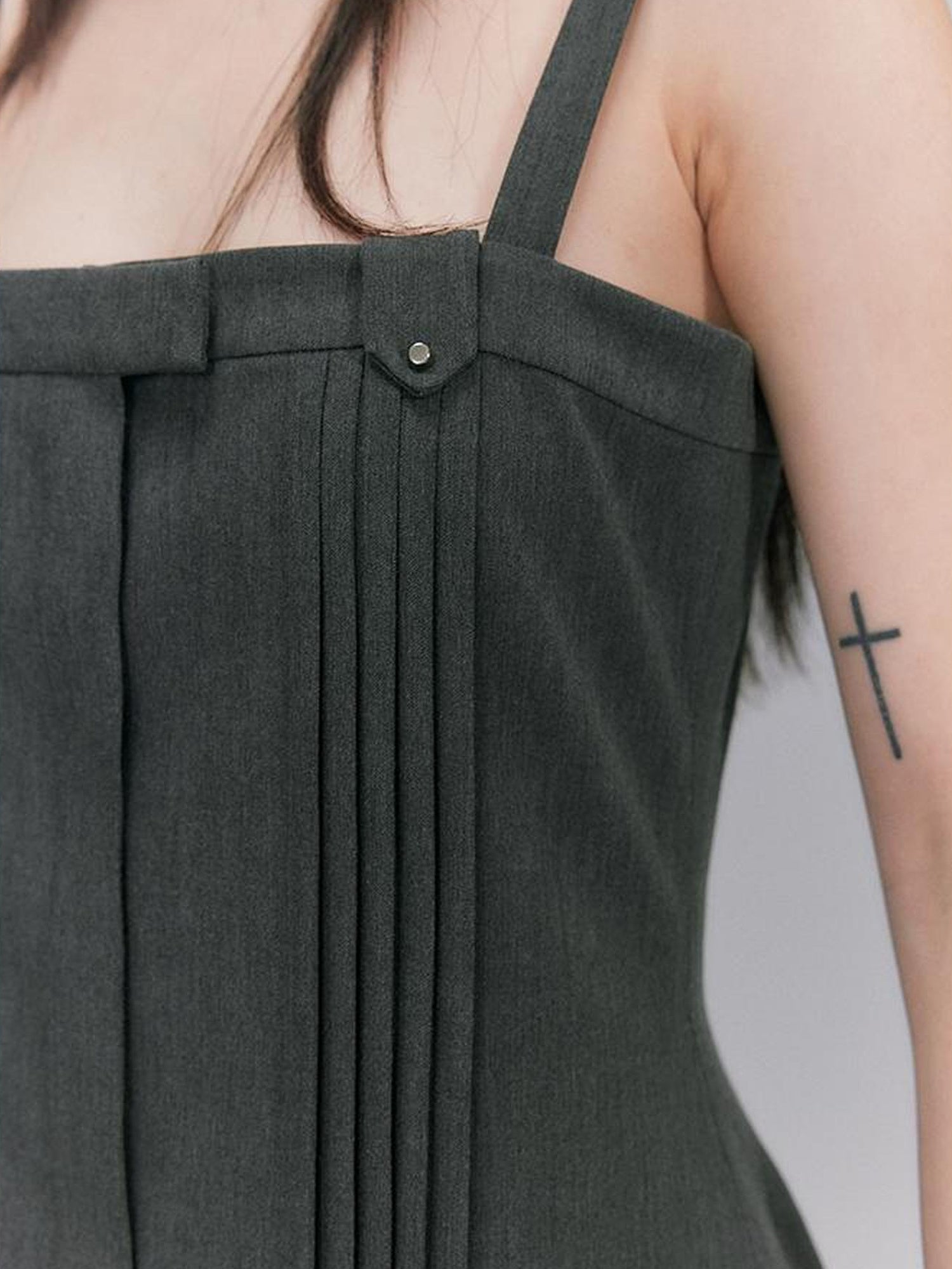 DIDDI MODA Grey College Tube Top Pleated Mini Dress