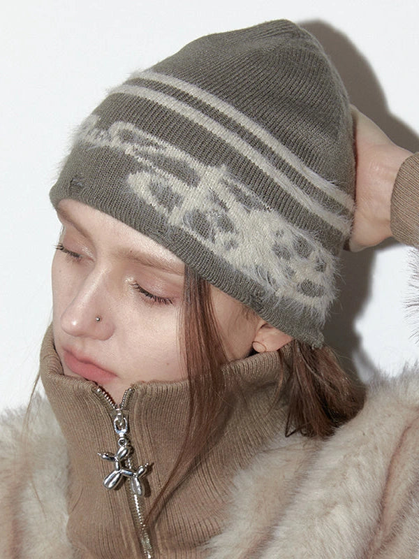 Vintage Cable Knit Beanie With Earflaps