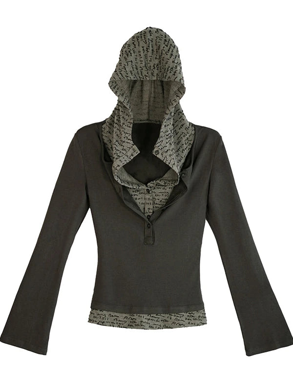 Wander Punk Layered Collage Hooded Knit Top