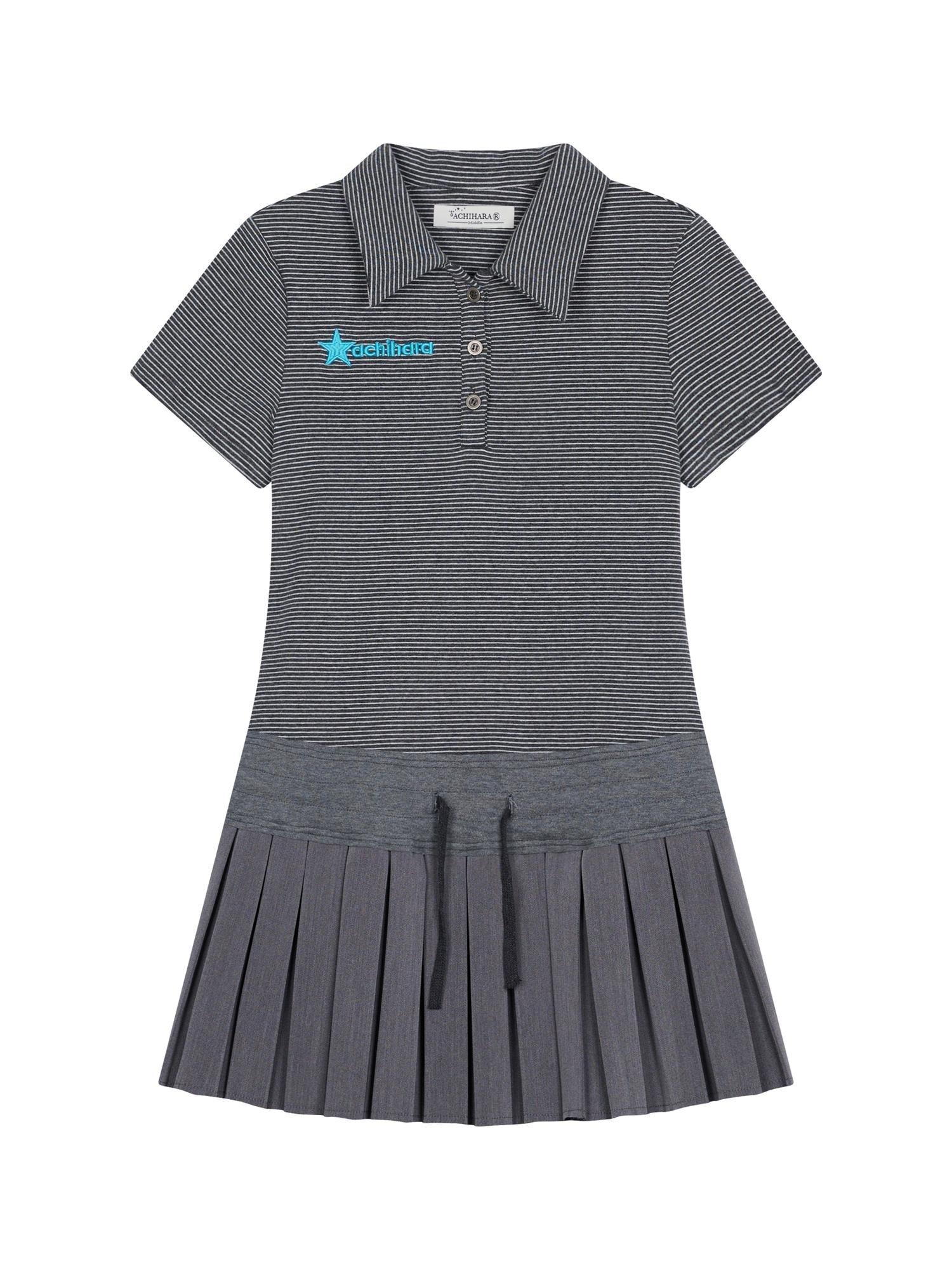 Achihara Nerd Skirt Pleated Polo Dress