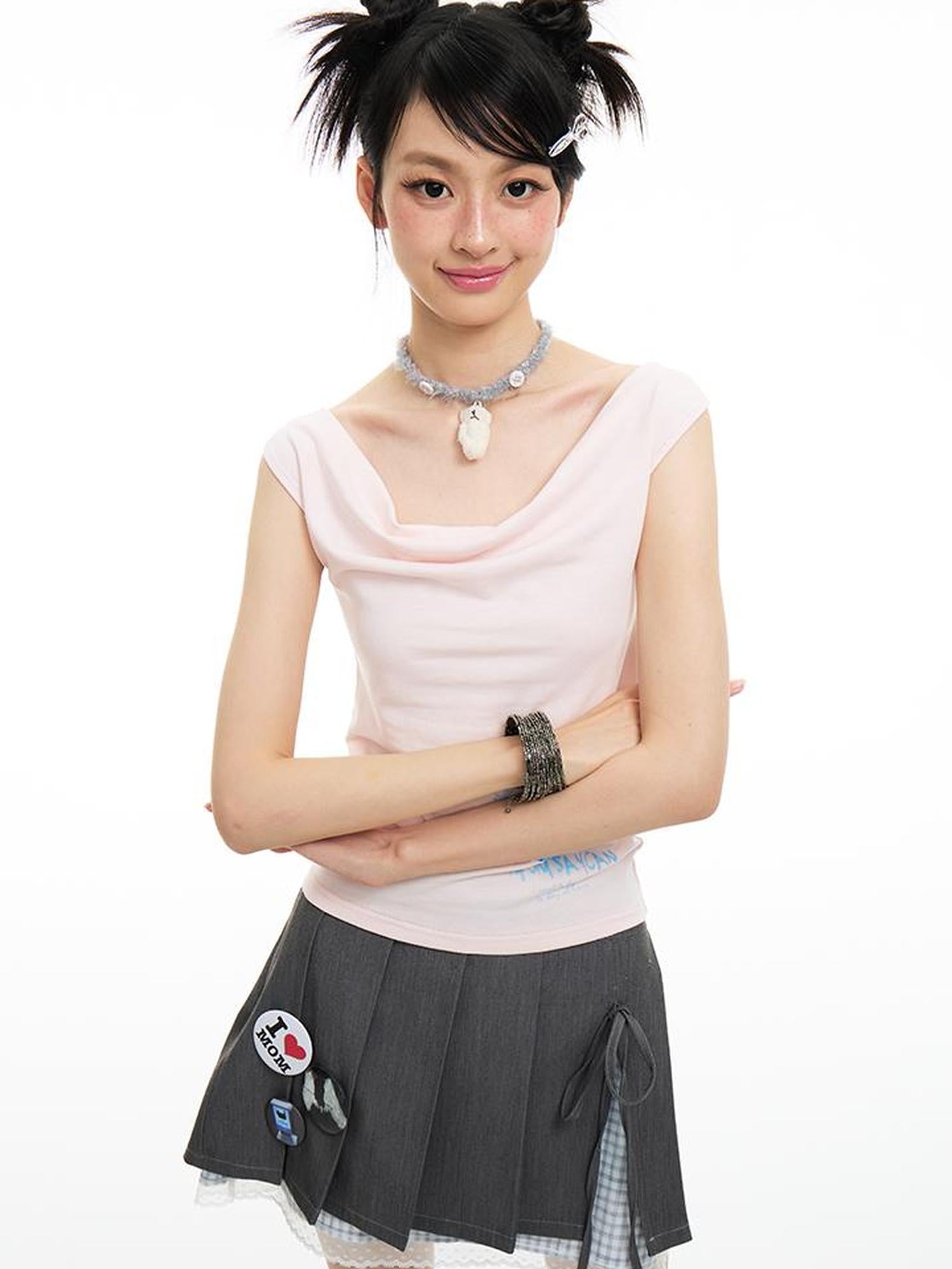 MOMSYCAN FOX LINE Grey Lace Academic Bow Dress With Safety Shorts