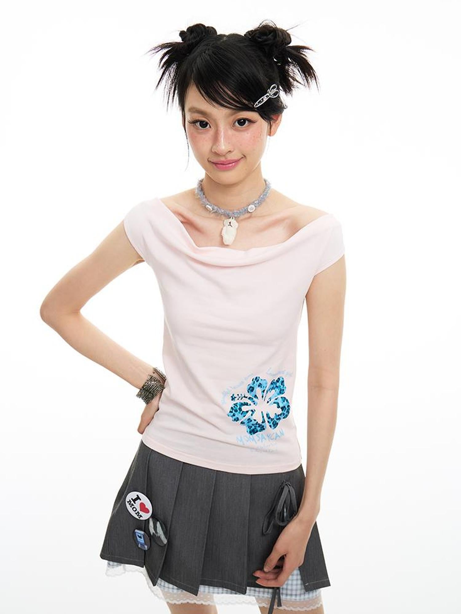 MOMSYCAN FOX LINE Grey Lace Academic Bow Dress With Safety Shorts