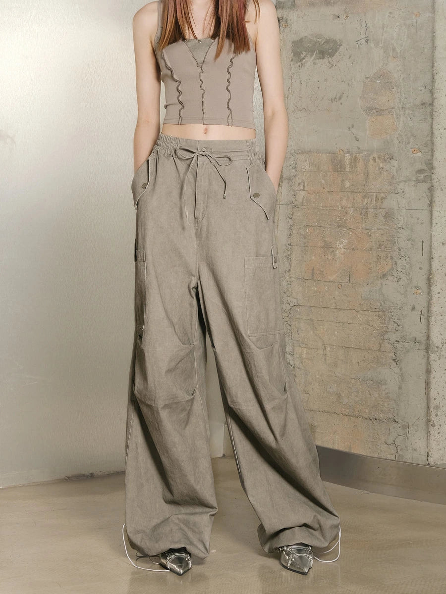 Utility Parachute Cargo Pants With Hooded Top