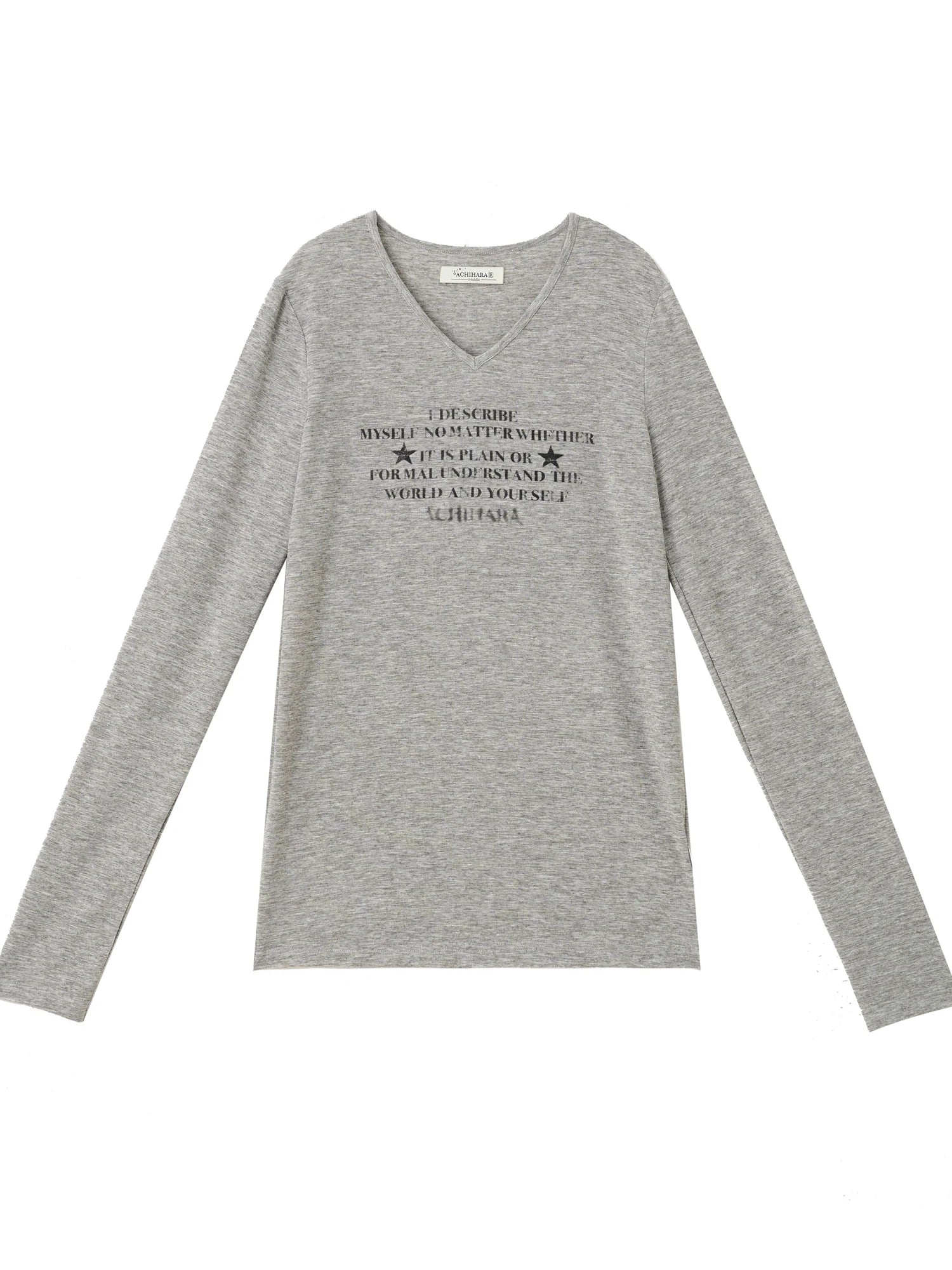 Long Sleeve T-Shirt With Inspirational Print Describe Yourself Beyond Rules