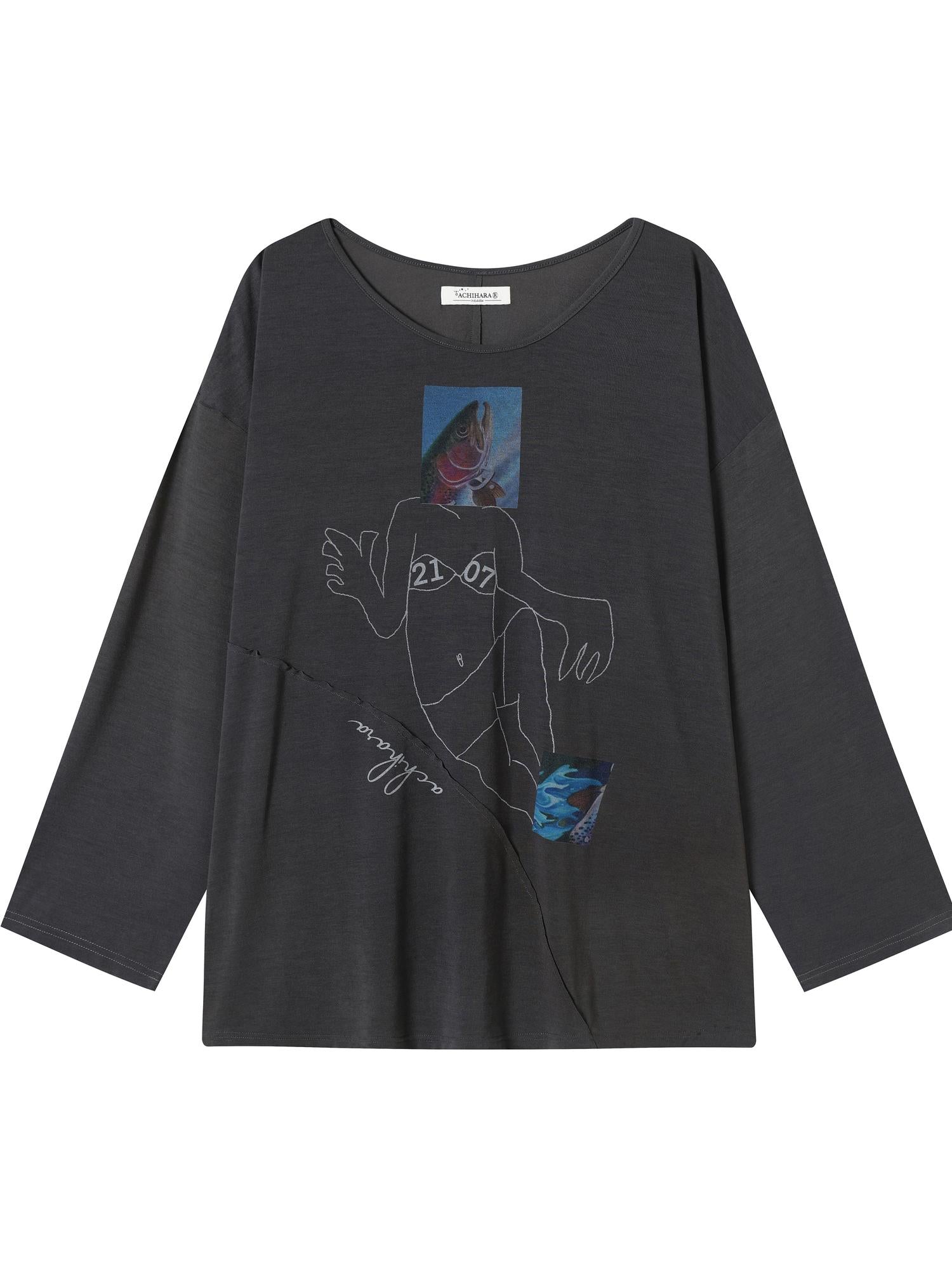 Achihara Relaxed Salted Fish Sunshield Loose Top