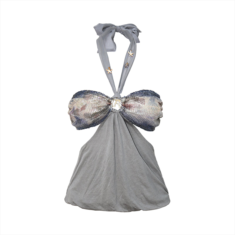 Update OPEN AESTHETIC Tencel Sequin Print Tube Top