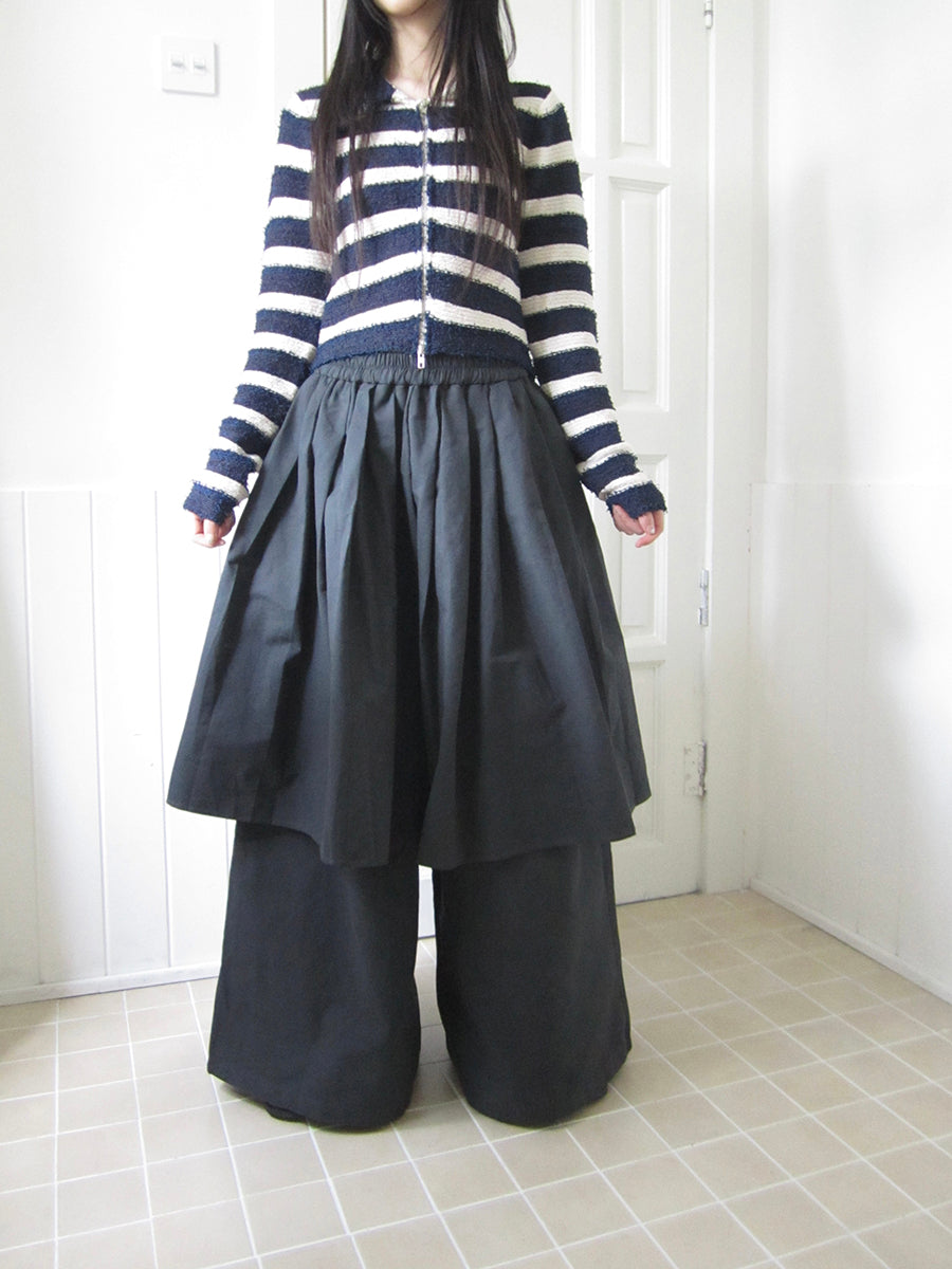 ang project Retro Two Tier Pleated Wide Leg Pant Skirt