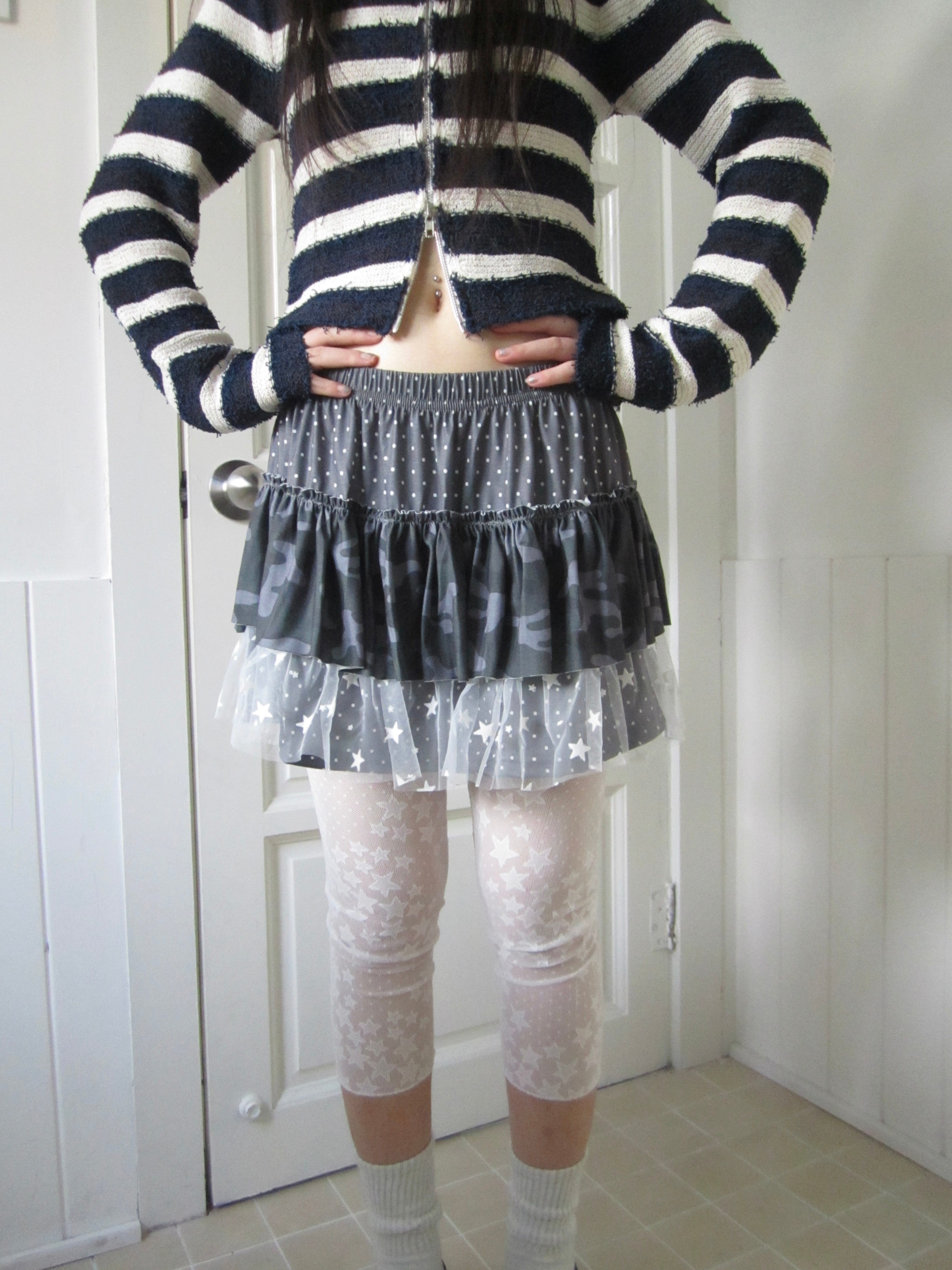 ang project Stars Camouflage Mesh Tulle Cake Dress