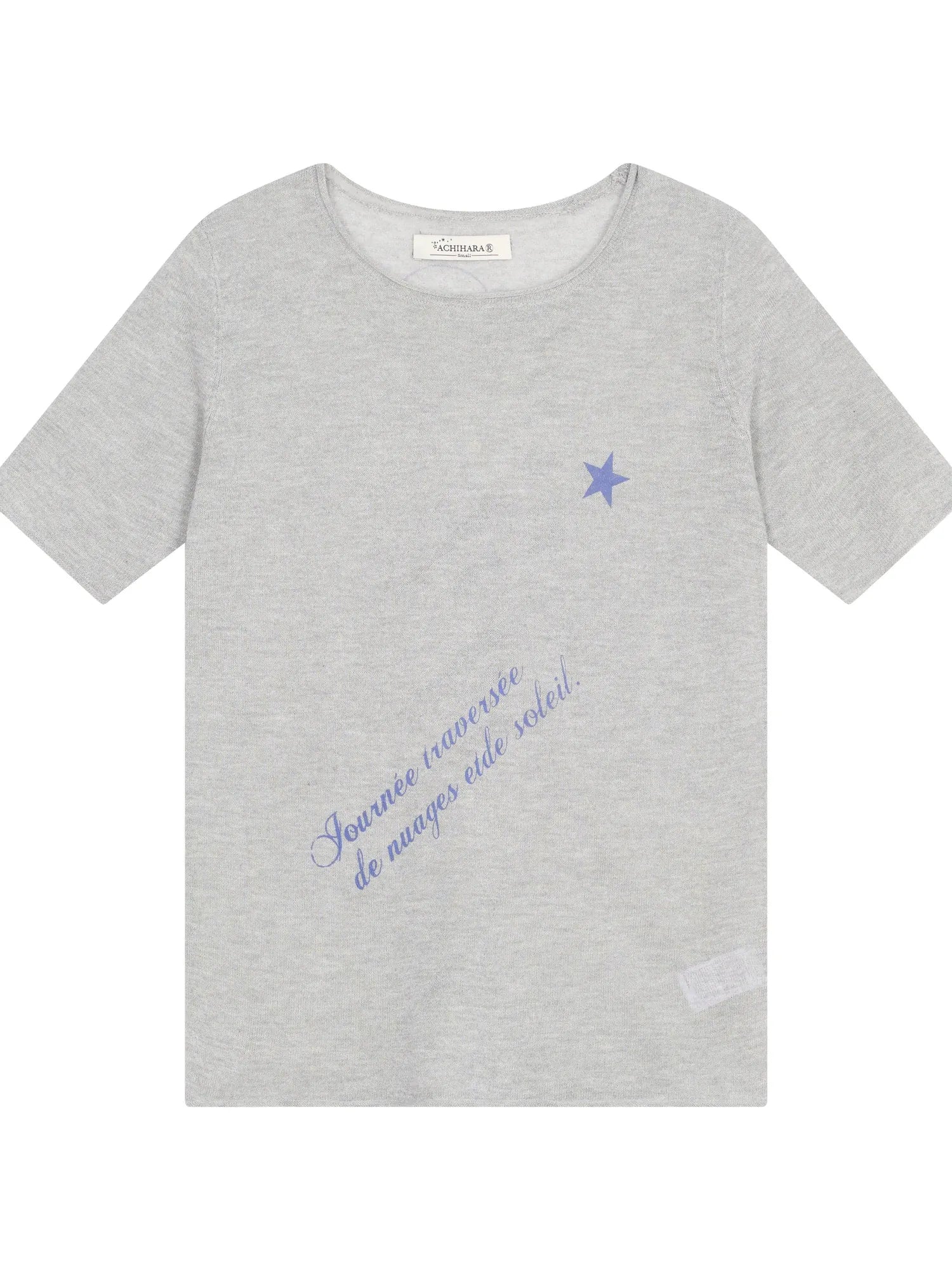 Sea Salt French Print Cropped Tee V-Neck T-Shirt Long-Sleeve