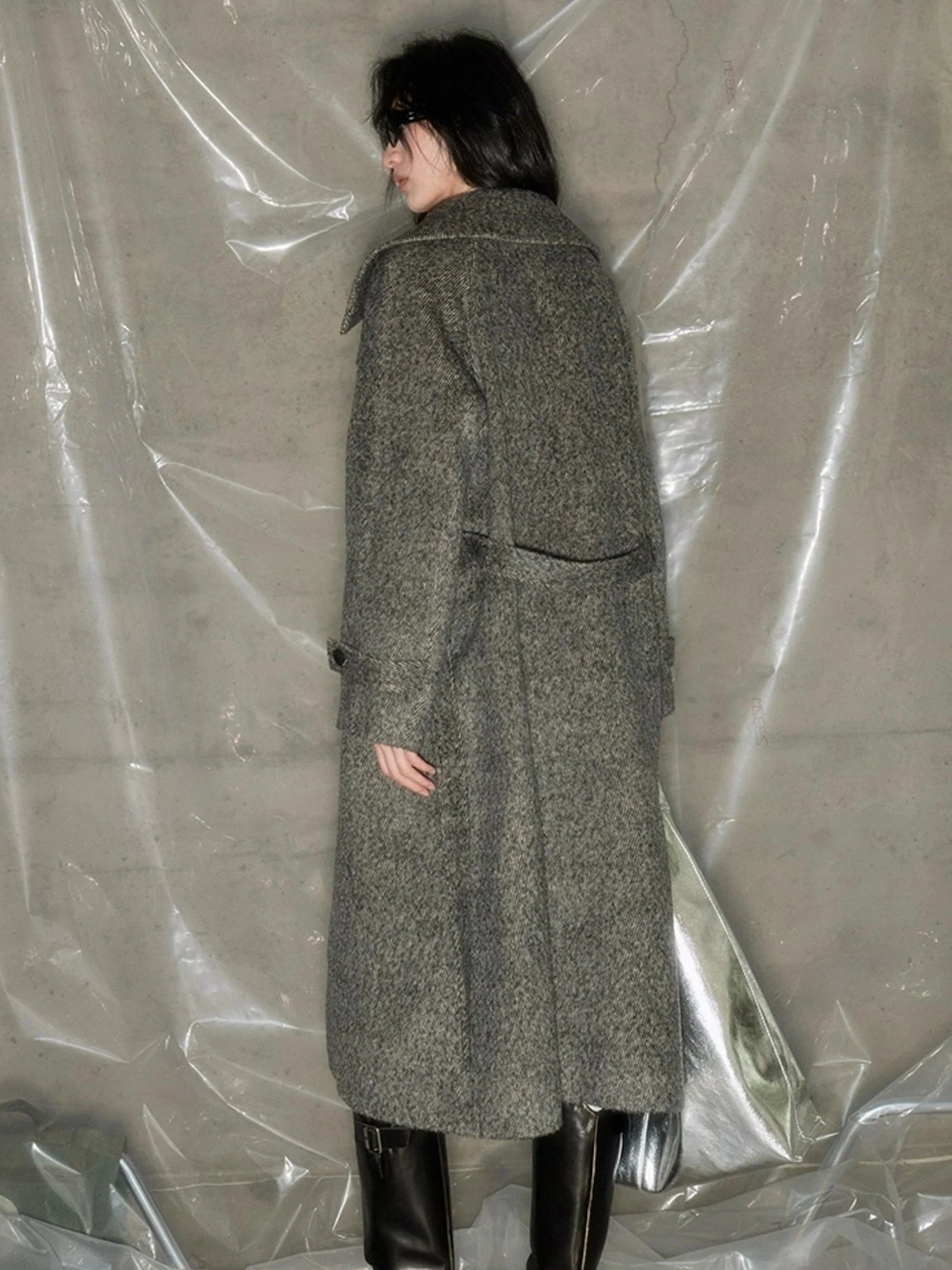 Grey Squid Wool Coat Women S Minimalist Oversized Blazer Jacket