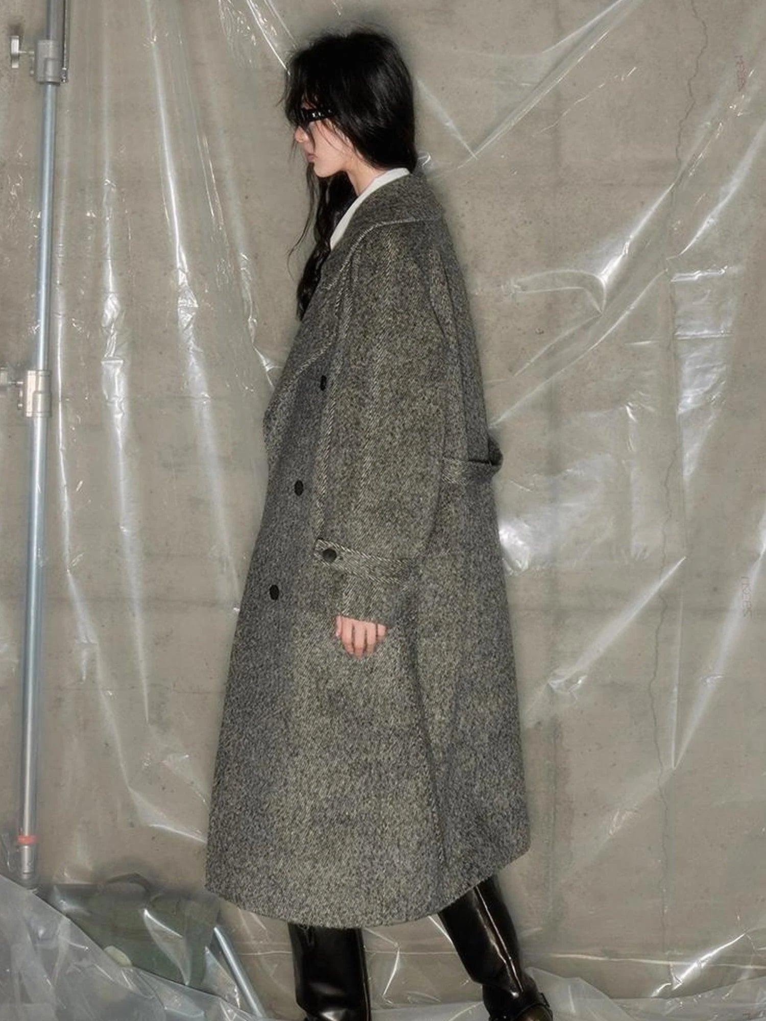 Grey Squid Wool Coat Women S Minimalist Oversized Blazer Jacket
