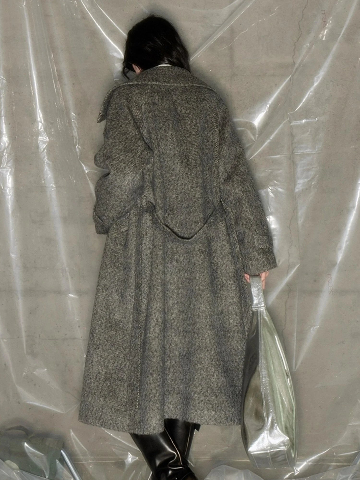Grey Squid Wool Coat Women S Minimalist Oversized Blazer Jacket