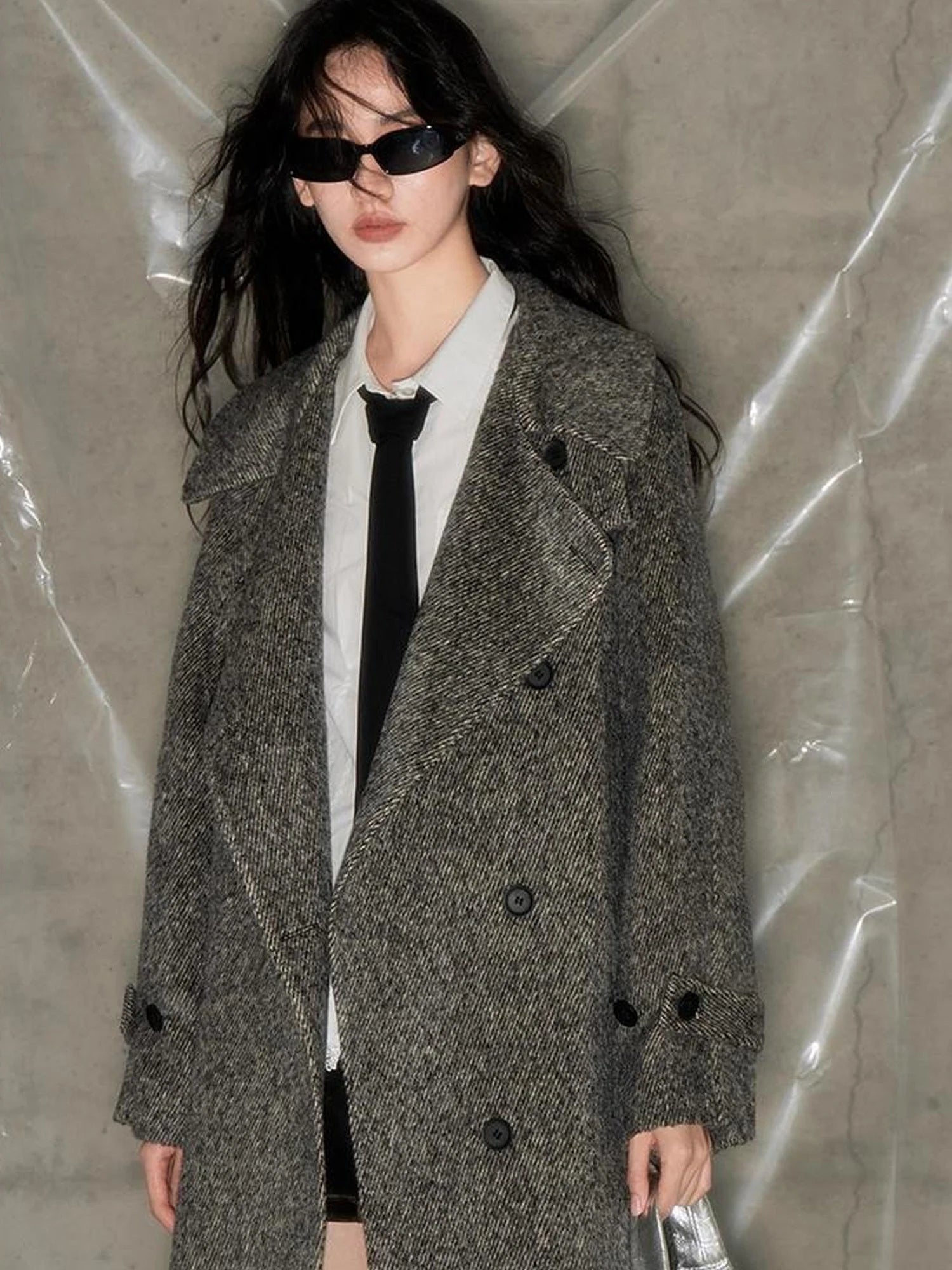 Grey Squid Wool Coat Women S Minimalist Oversized Blazer Jacket