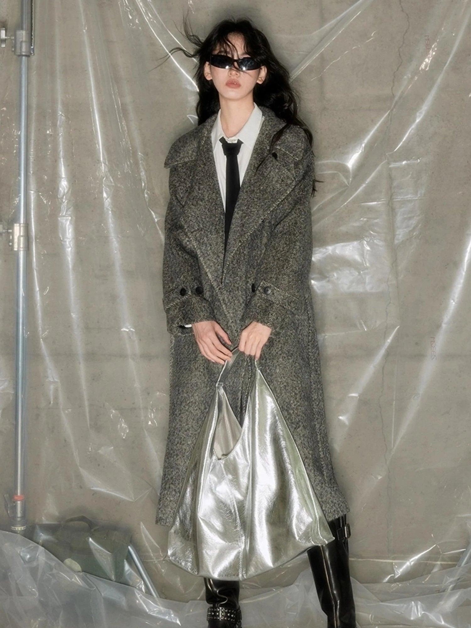 Grey Squid Wool Coat Women S Minimalist Oversized Blazer Jacket