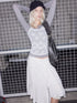 Lycelle Lace Contrast Knit Wool Long Sleeve Top